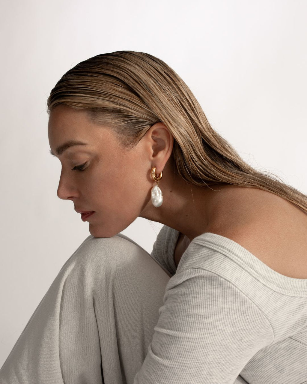 Freshwater Pearl Capri Hoop Earrings