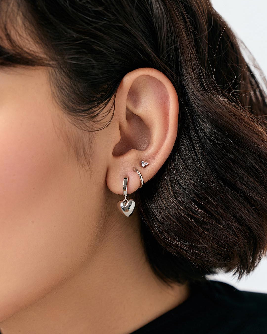 Puffed Heart Hoops - Jessica Silver