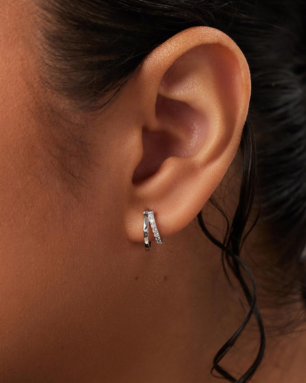 Double Hoop Earrings - Toda Mini Silver