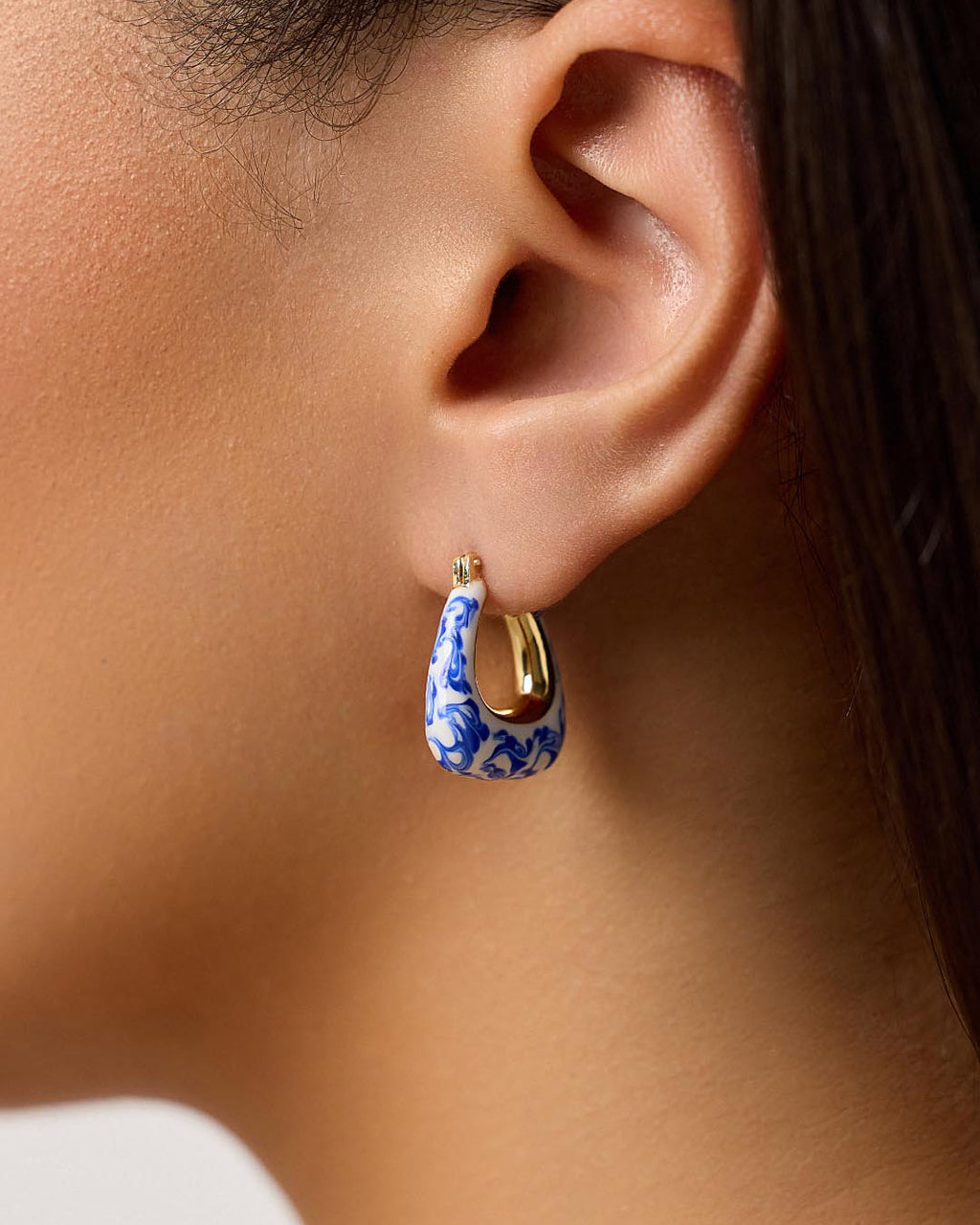 Statement Earrings - Dakota Marble Blue