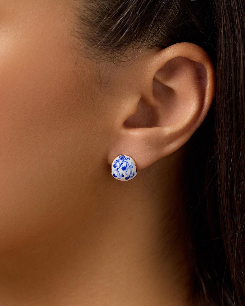 Statement Earrings - Mini Abby Marble Blue