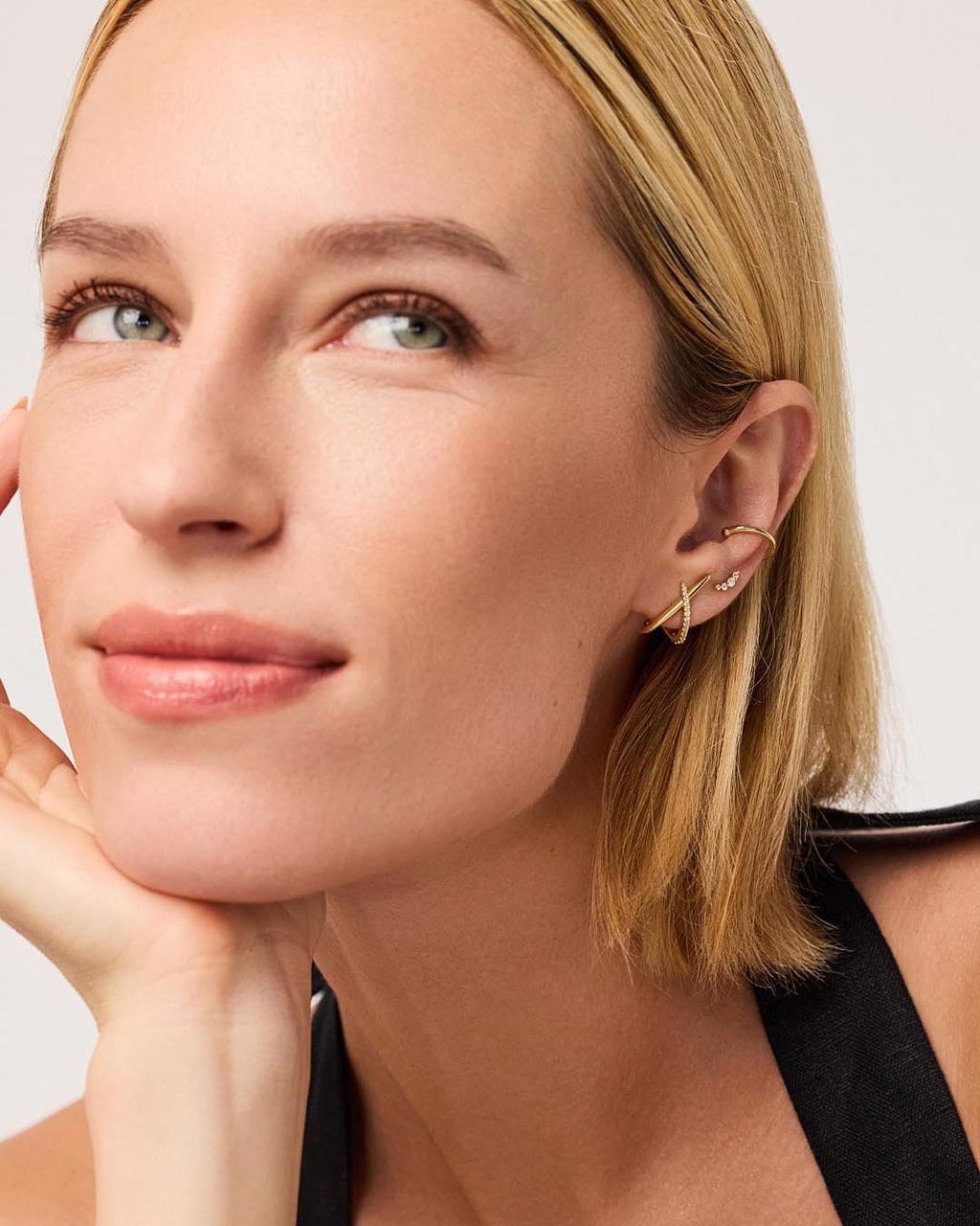 Gold Stud Earrings - Sloane Pave