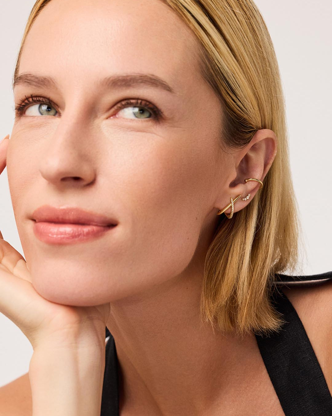 Gold Stud Earrings - Sloane Pave