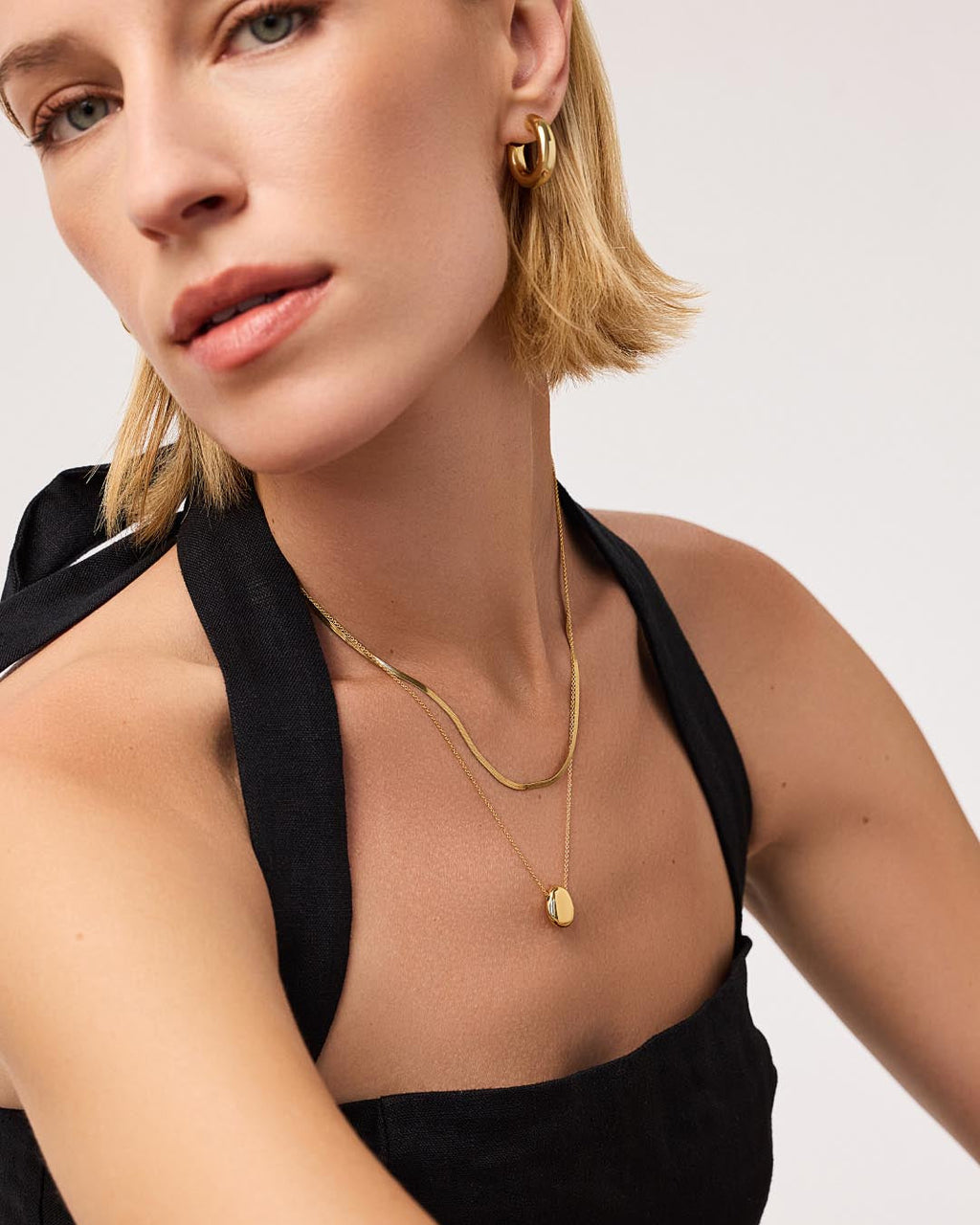 Gold Pendant Necklace - Pebble Mini