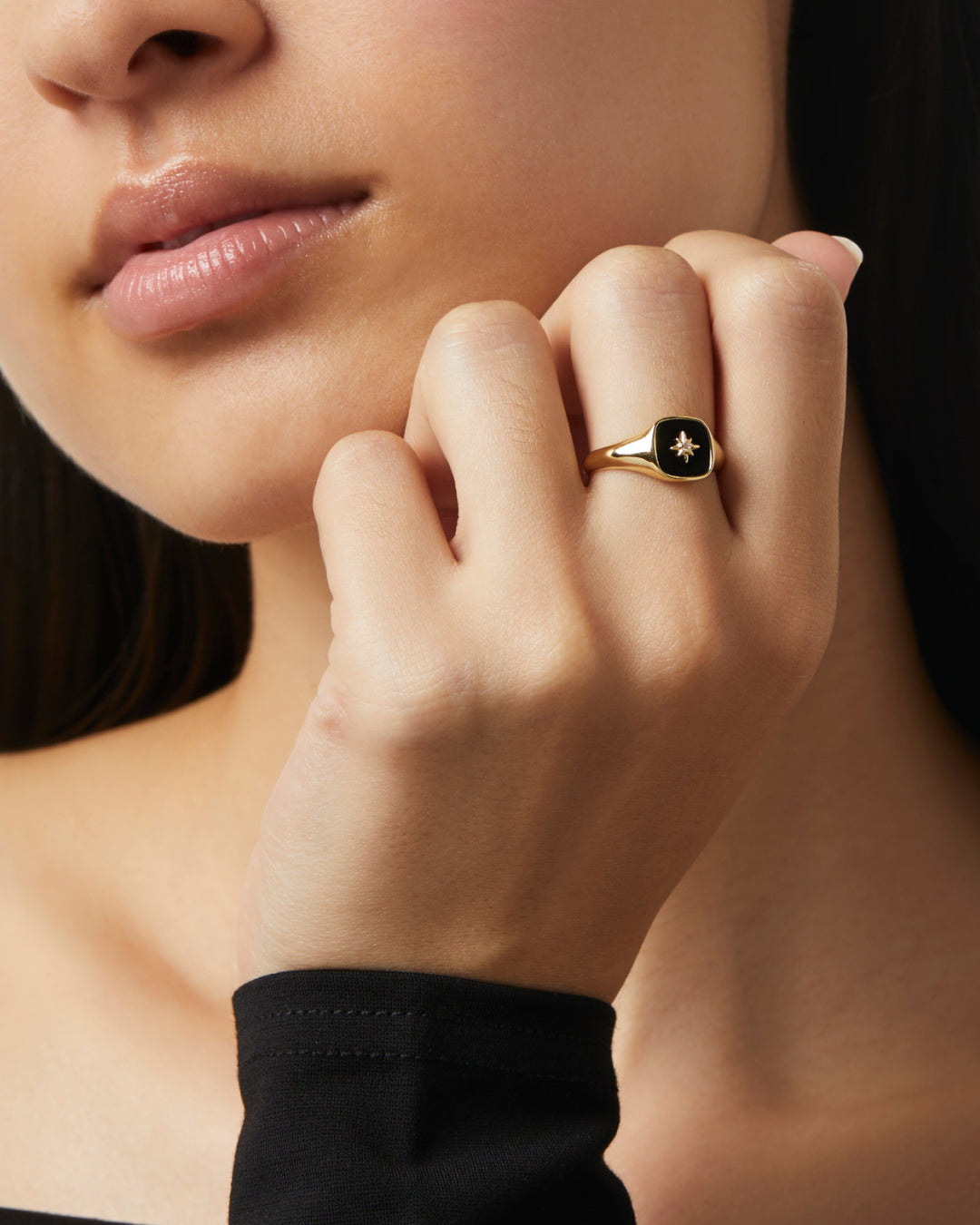 Gold Signet Ring - Amara Black