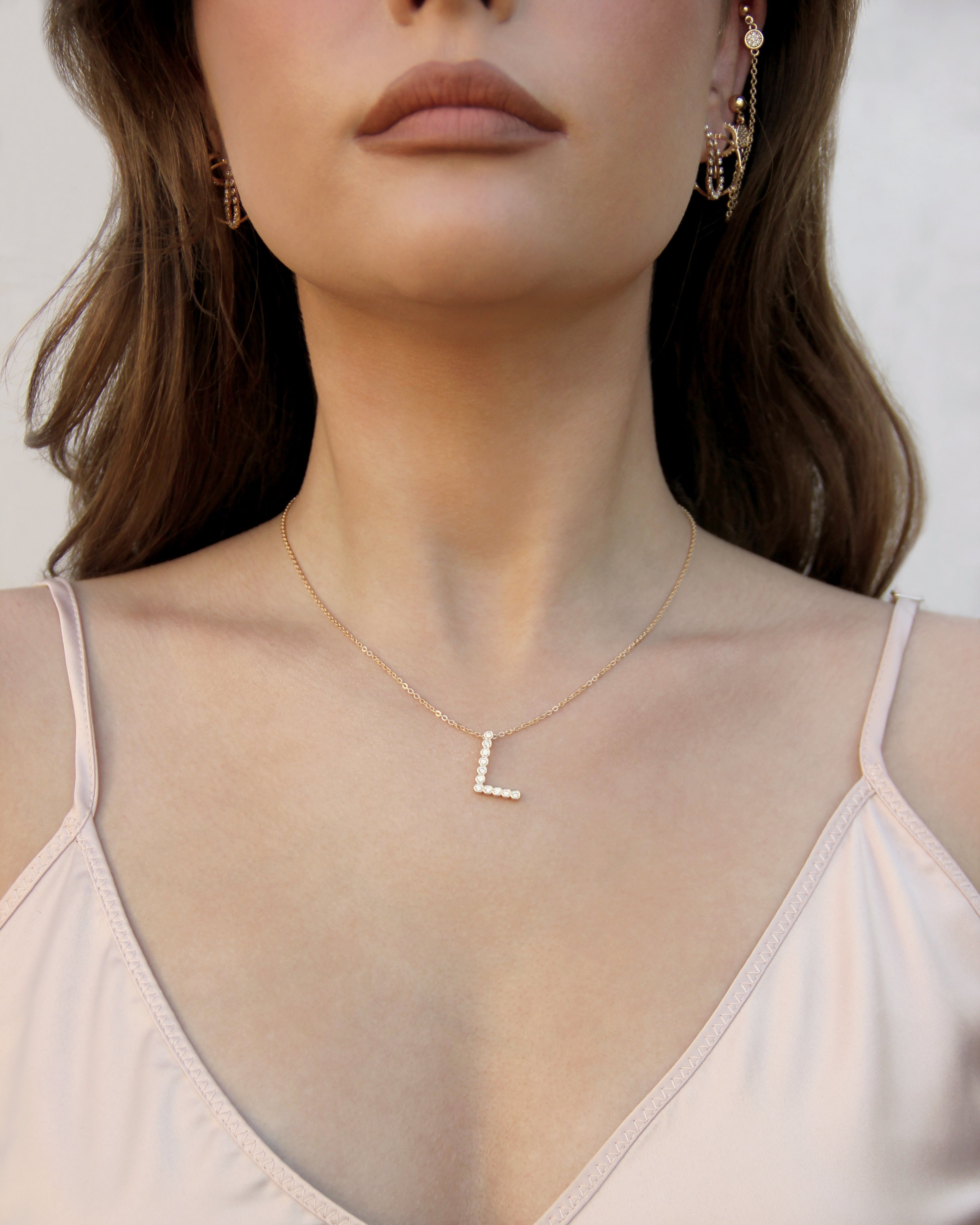 Simple Crystal Initial Necklace