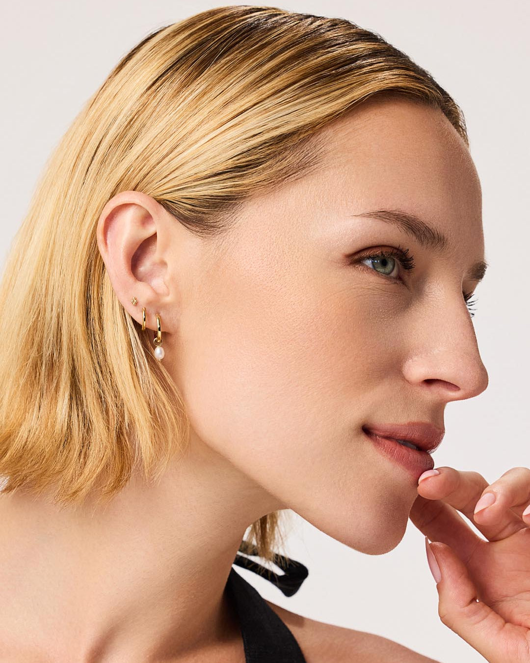 Pearl Huggie Hoops - Frida