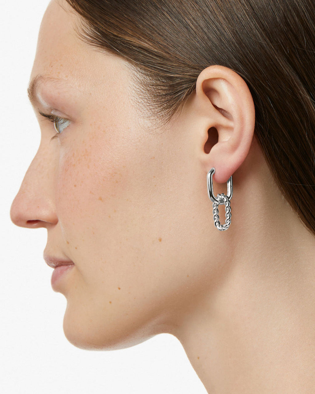 Double Hoop Earrings - Ash Double Silver