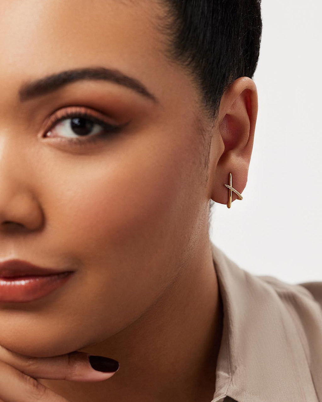 Gold Stud Earrings - Sloane Pave