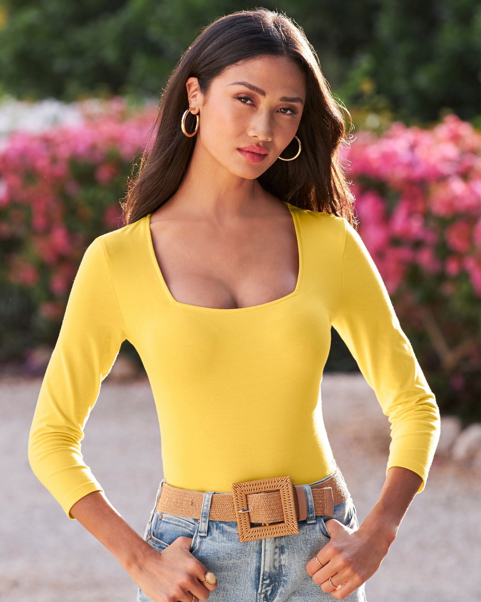 So Sexy Square-Neck Top Lemon Drop