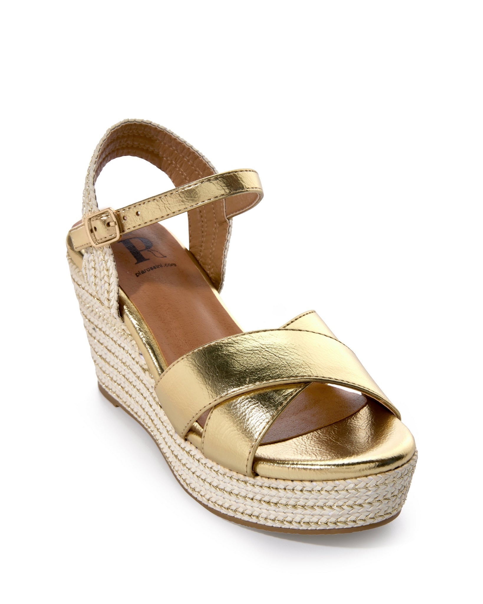 Gold Metallic Braided Wedge Gold