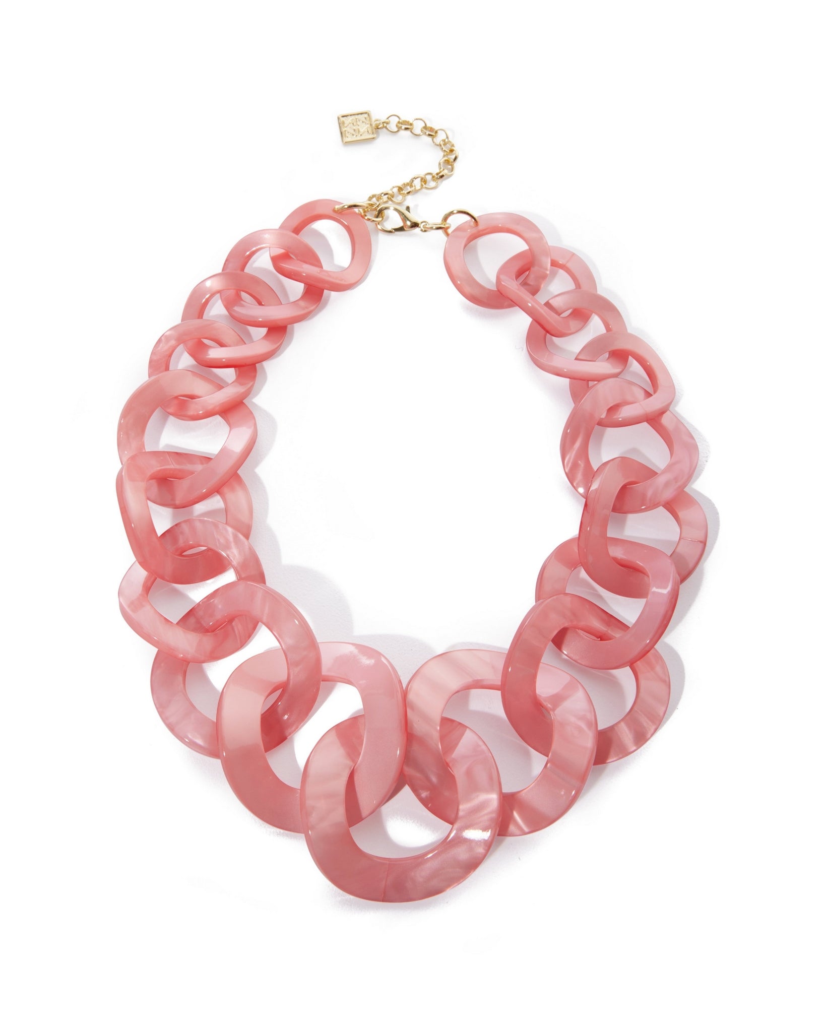 Glistening Resin Link Collar Necklace Pink