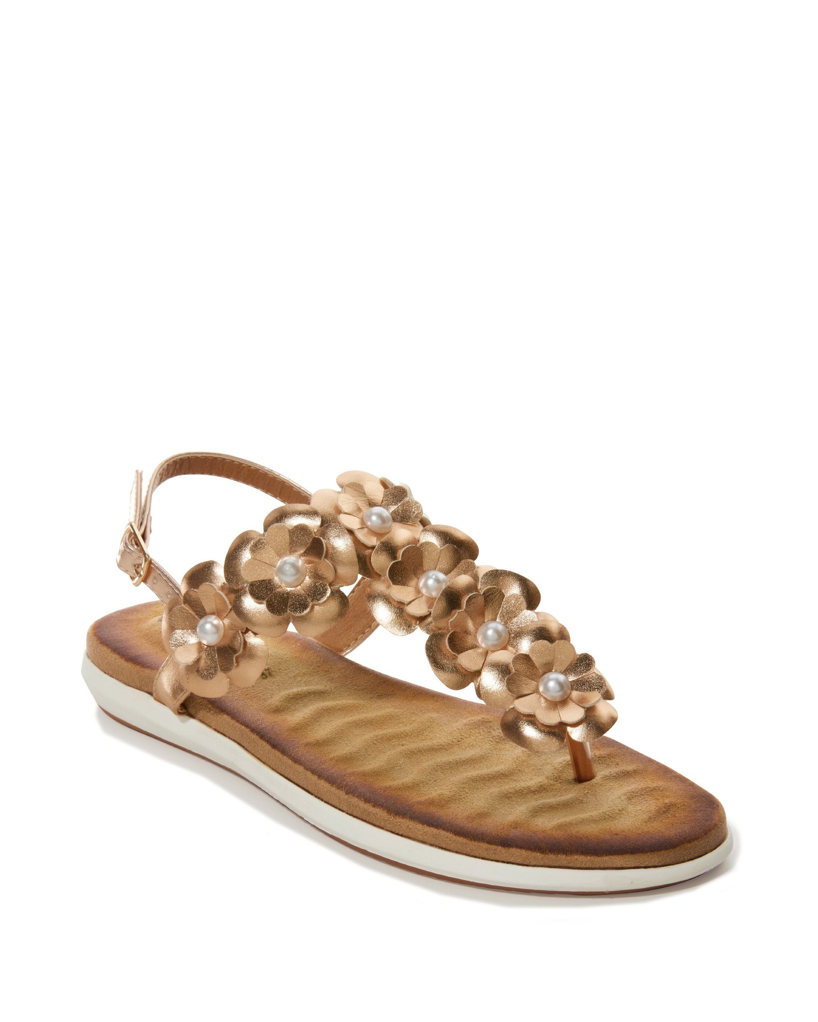 Floral Backstrap Sandal Champagne