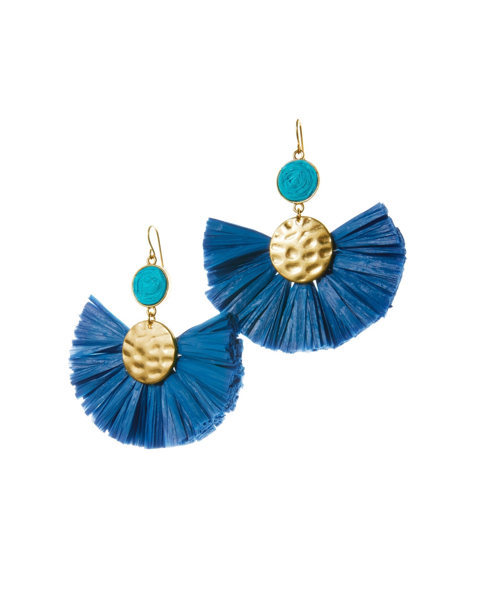 Raffia Statement Earrings Blue