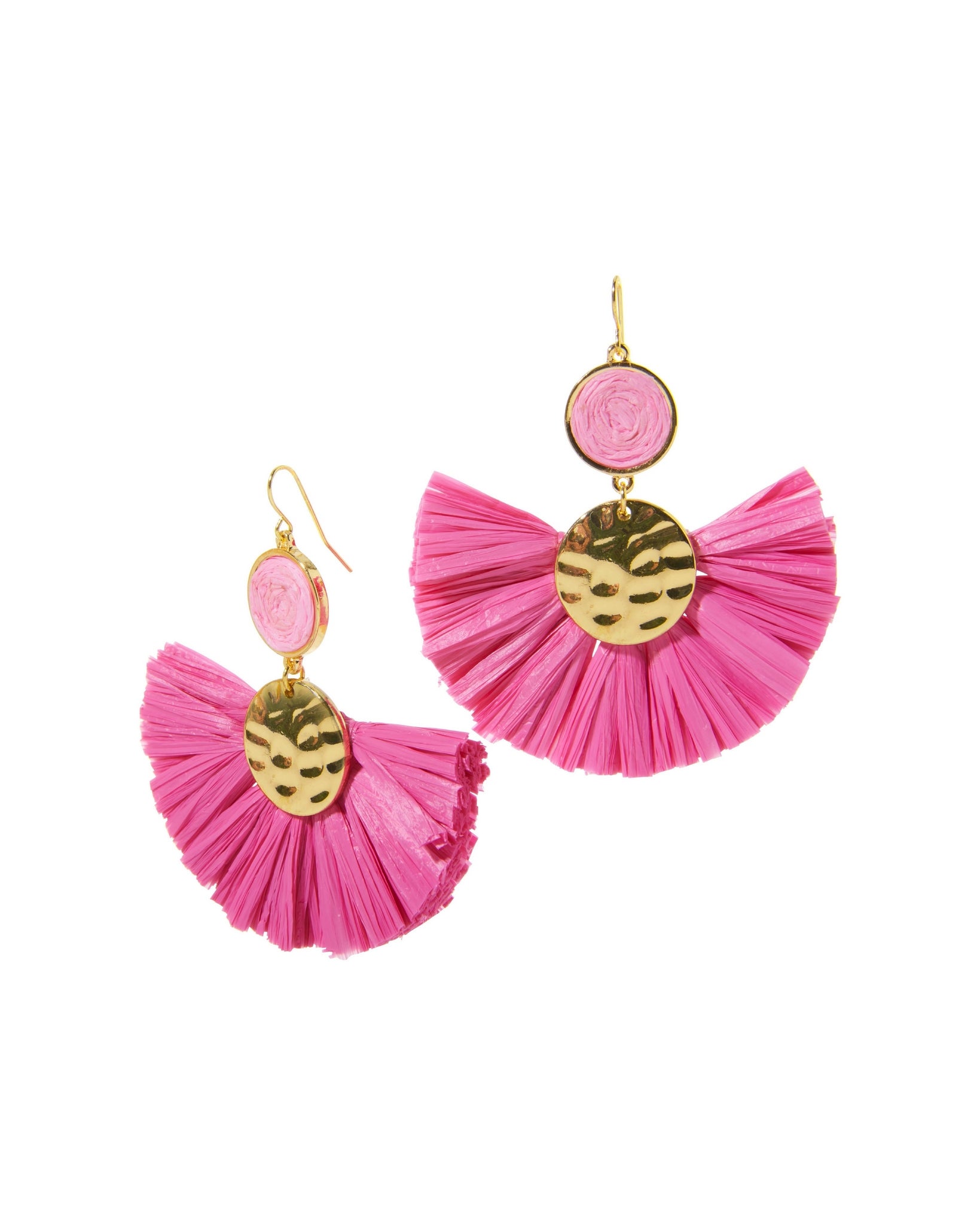 Raffia Statement Earrings Pink