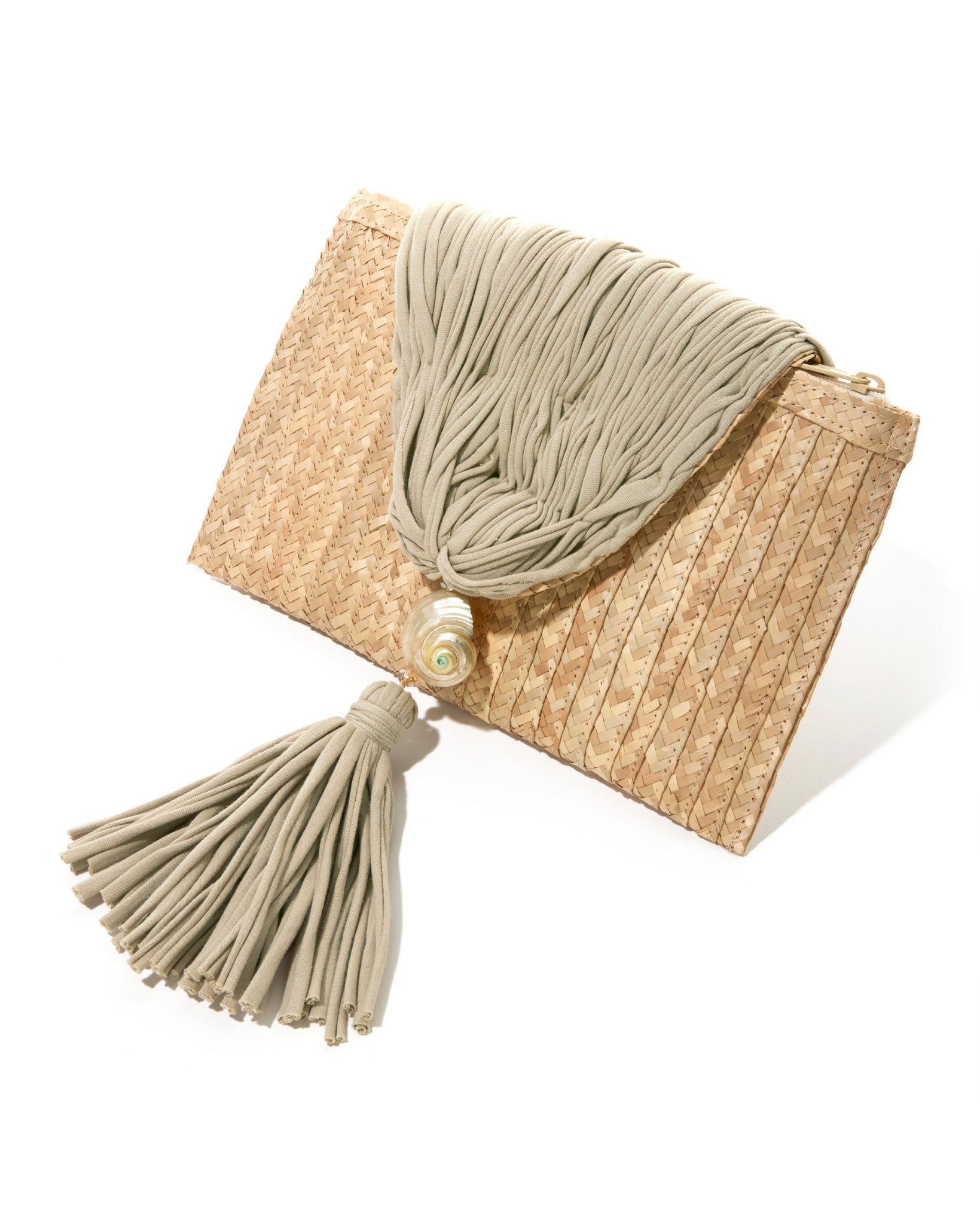Macrame Raffia Shell Clutch Natural