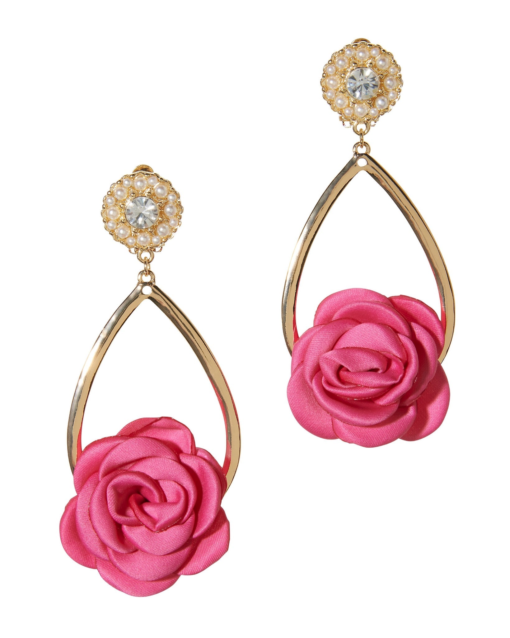 Pearl and Floral Earring Pink