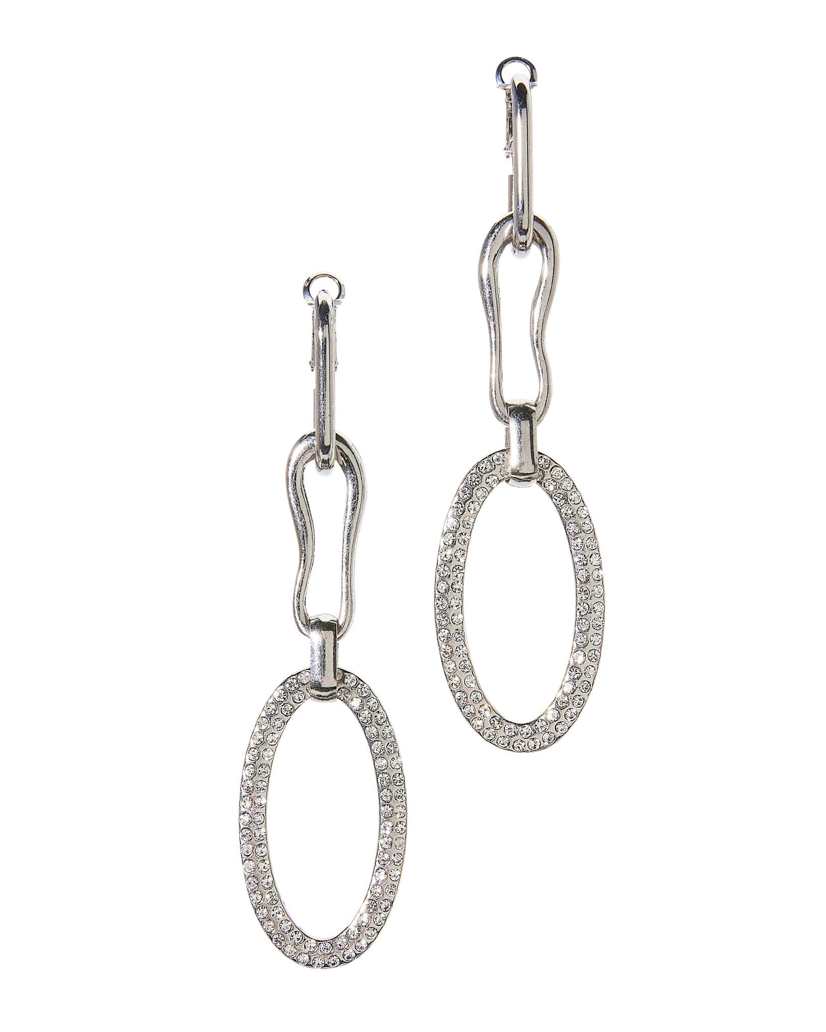 Crystal Chain Drop Earring Silver