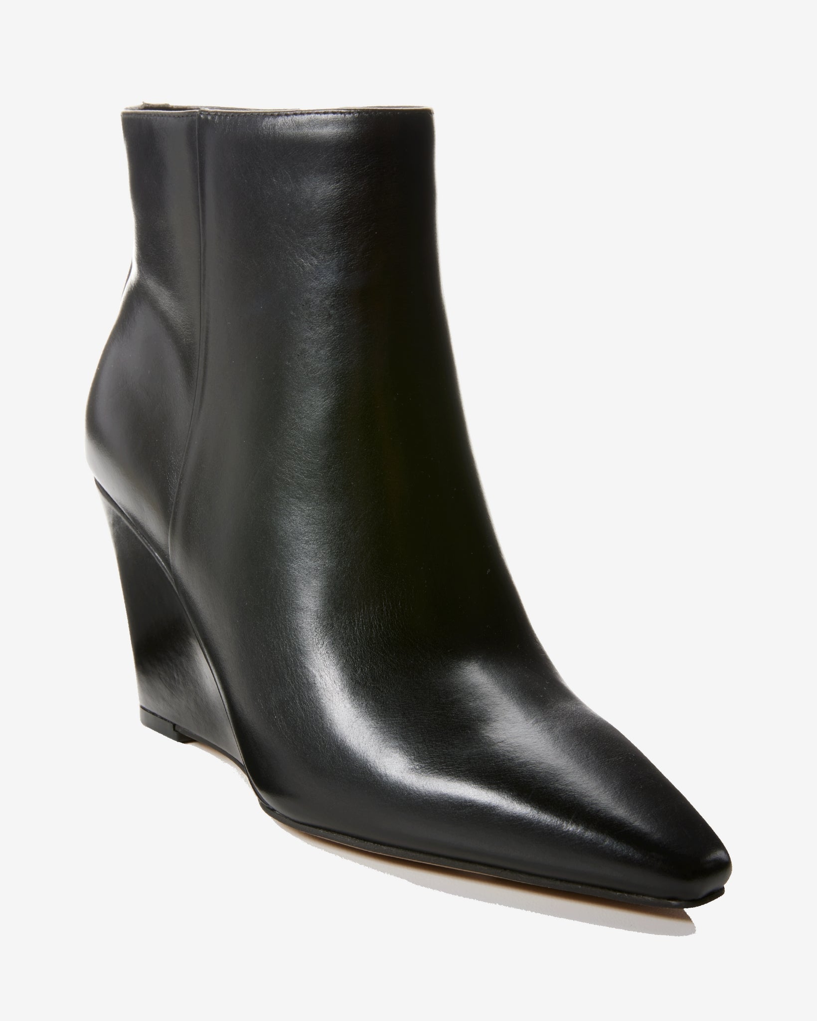 Leather Wedge Bootie Black