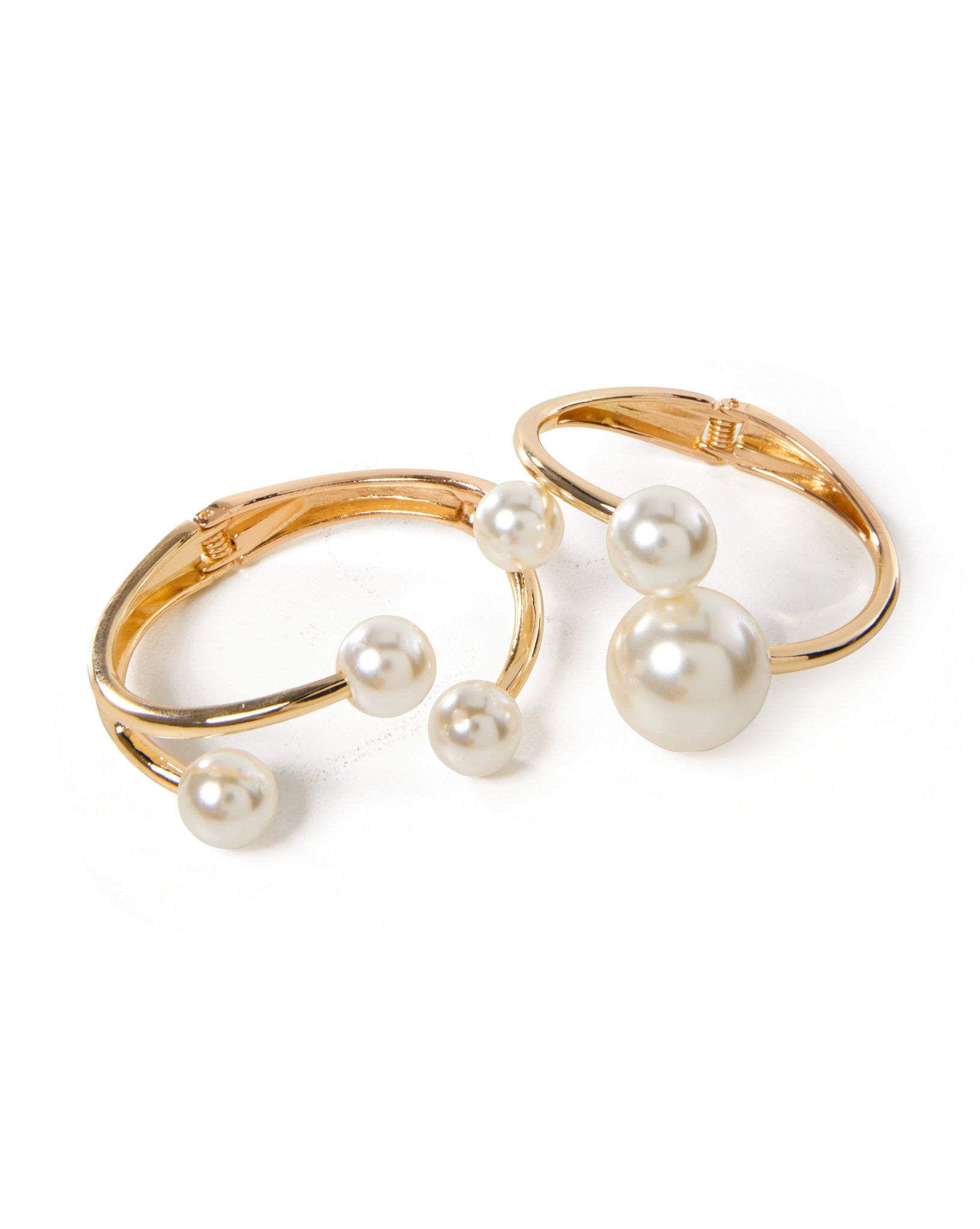 Pearl Bangle Set White/Gold