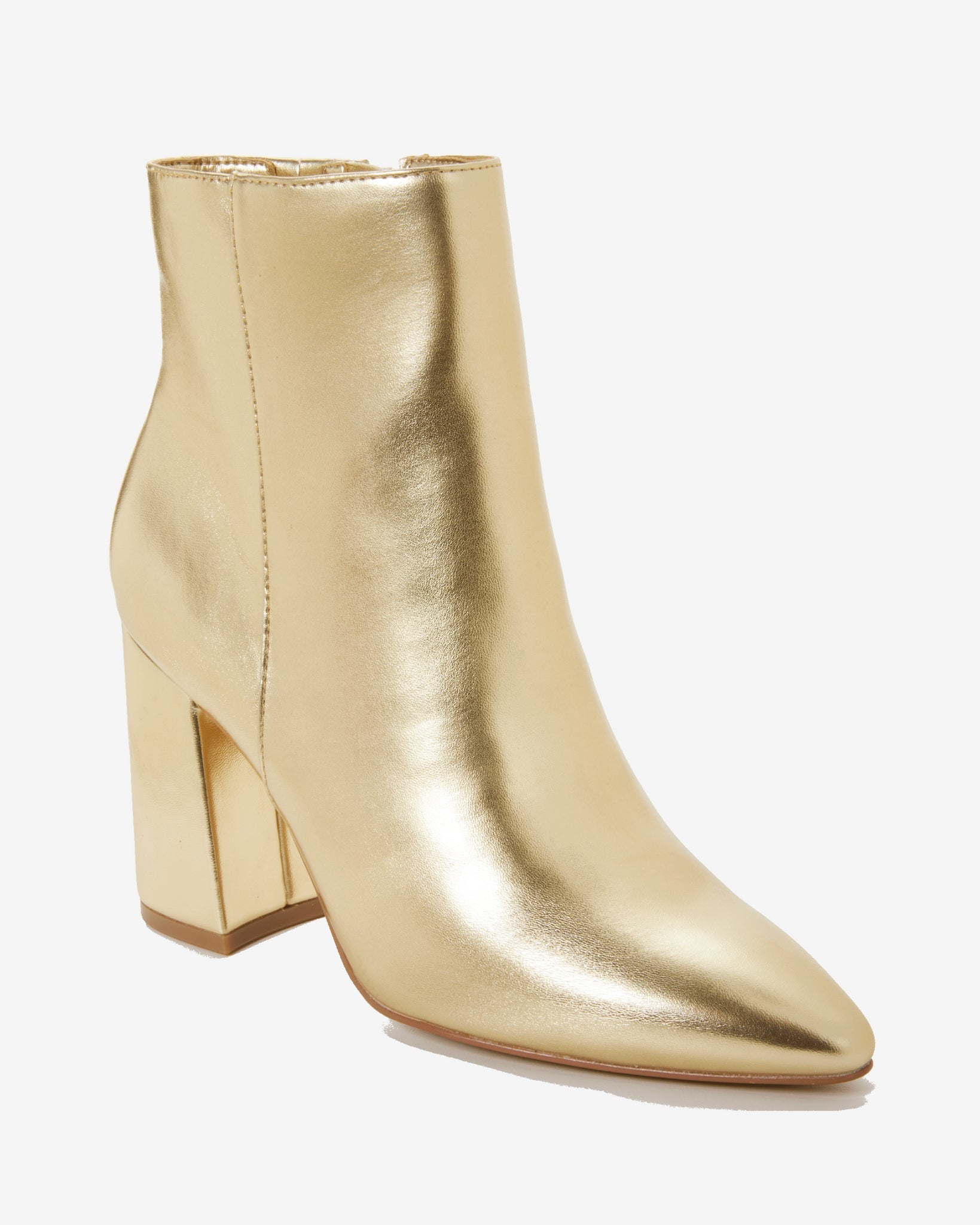 Metallic Pointed Toe Bootie Gold