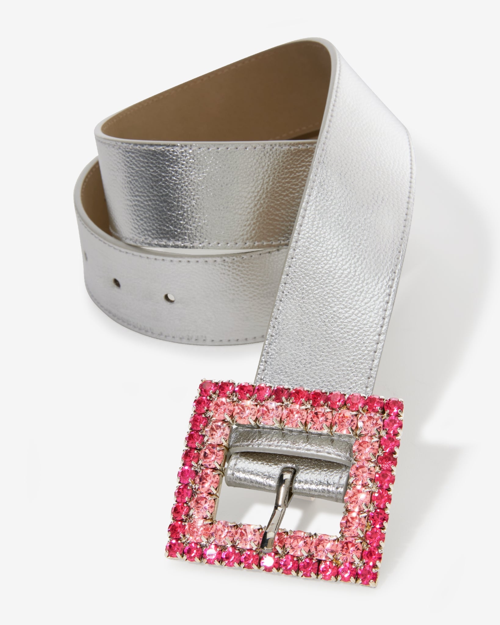 Silver Rhinestone Buckle Belt Pink/Silver