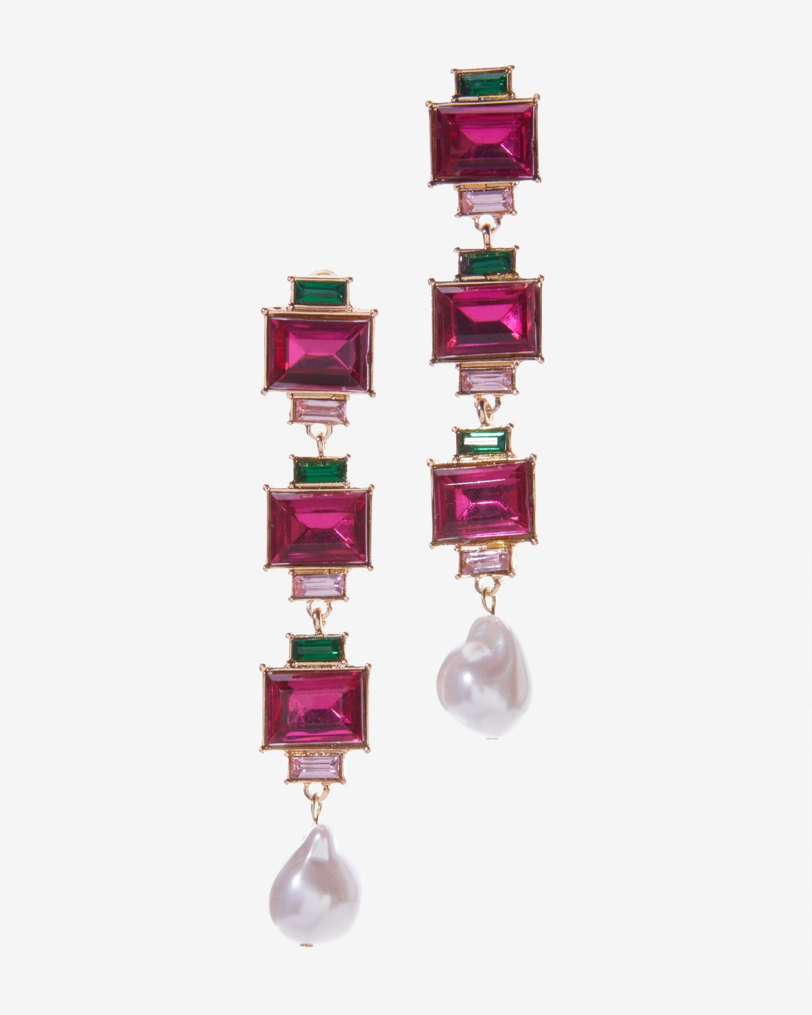 Gem And Pearl Drop Earring Multi