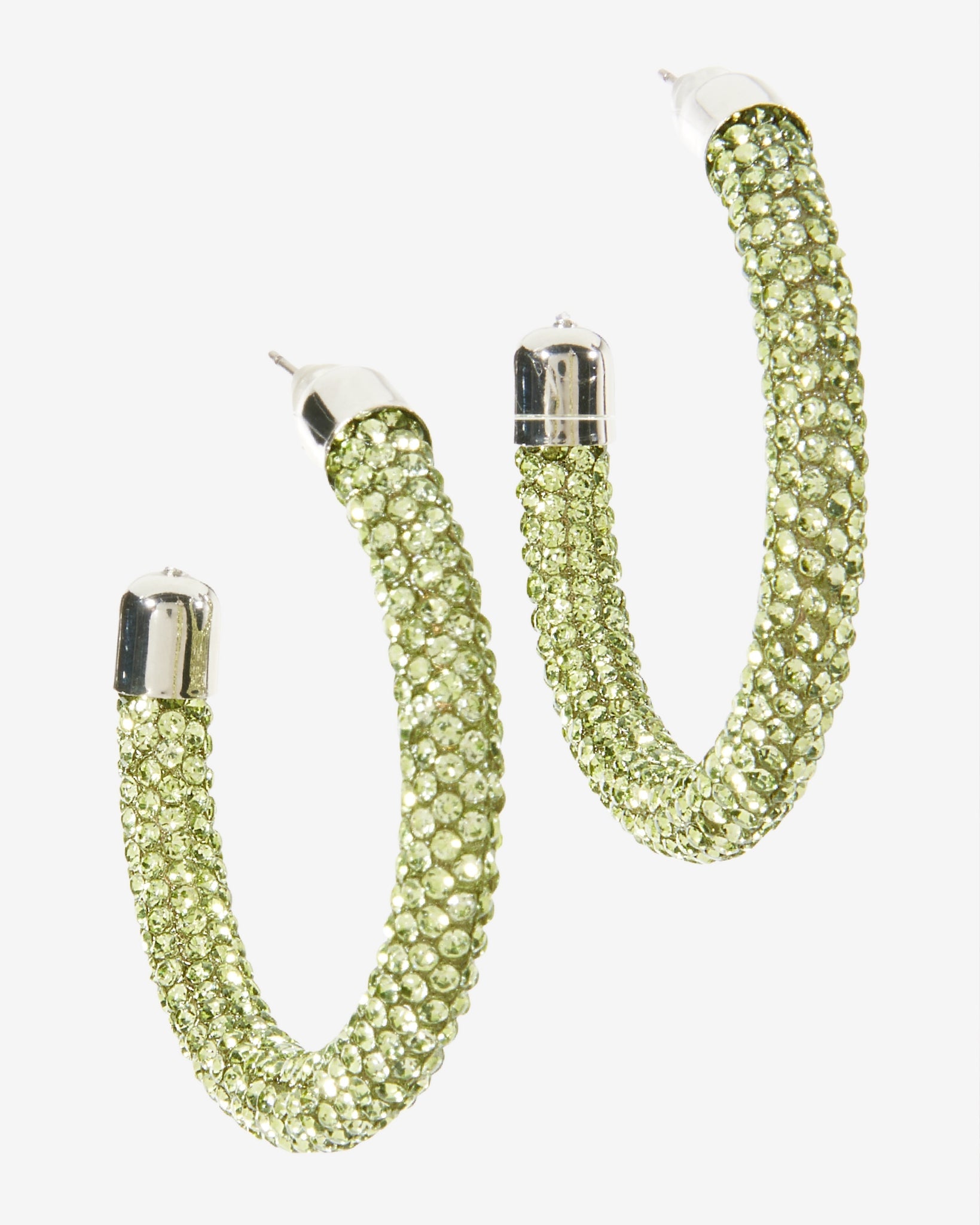 Rhinestone Hoop Earring Green