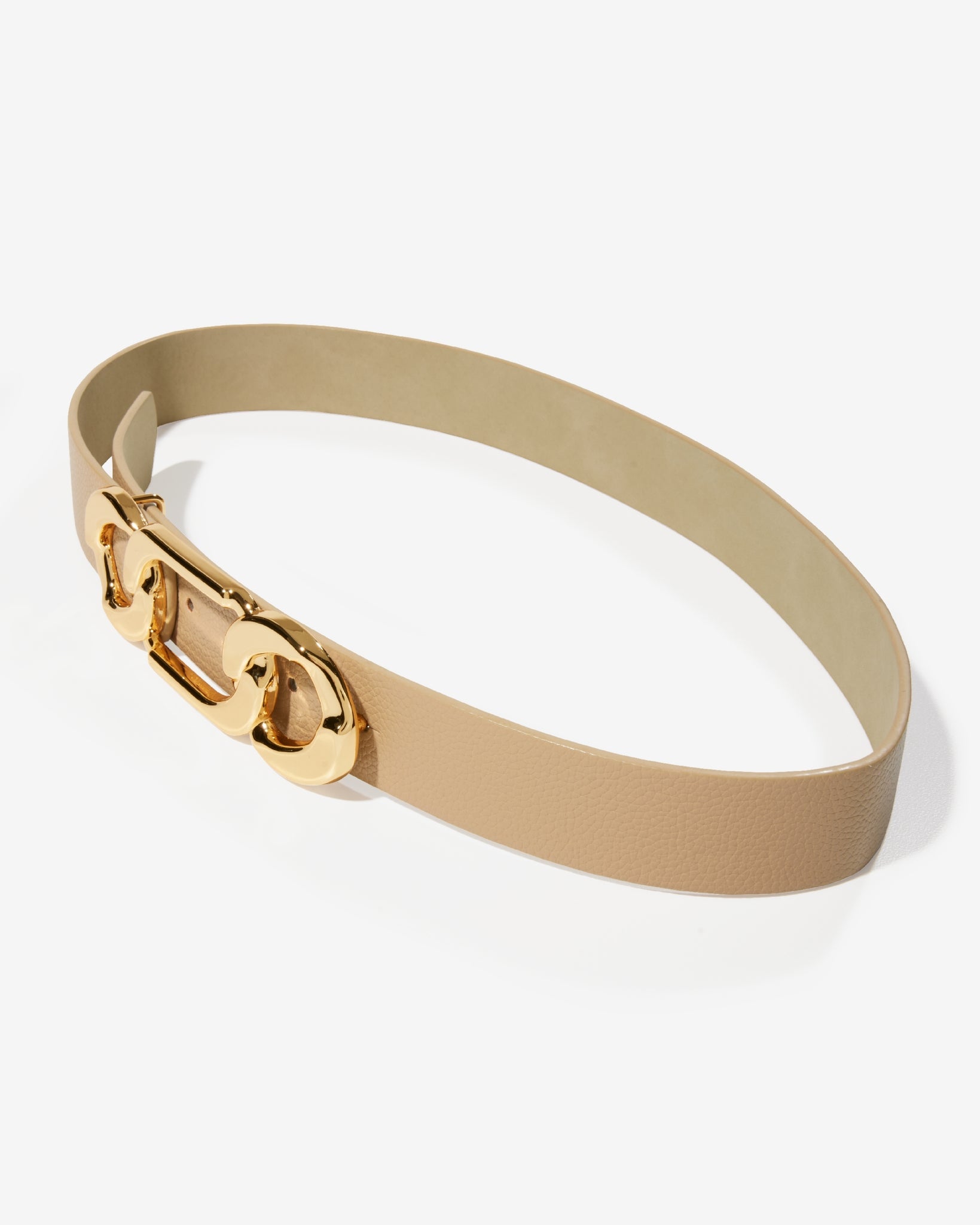 Gold Chain Link Buckle Belt Taupe