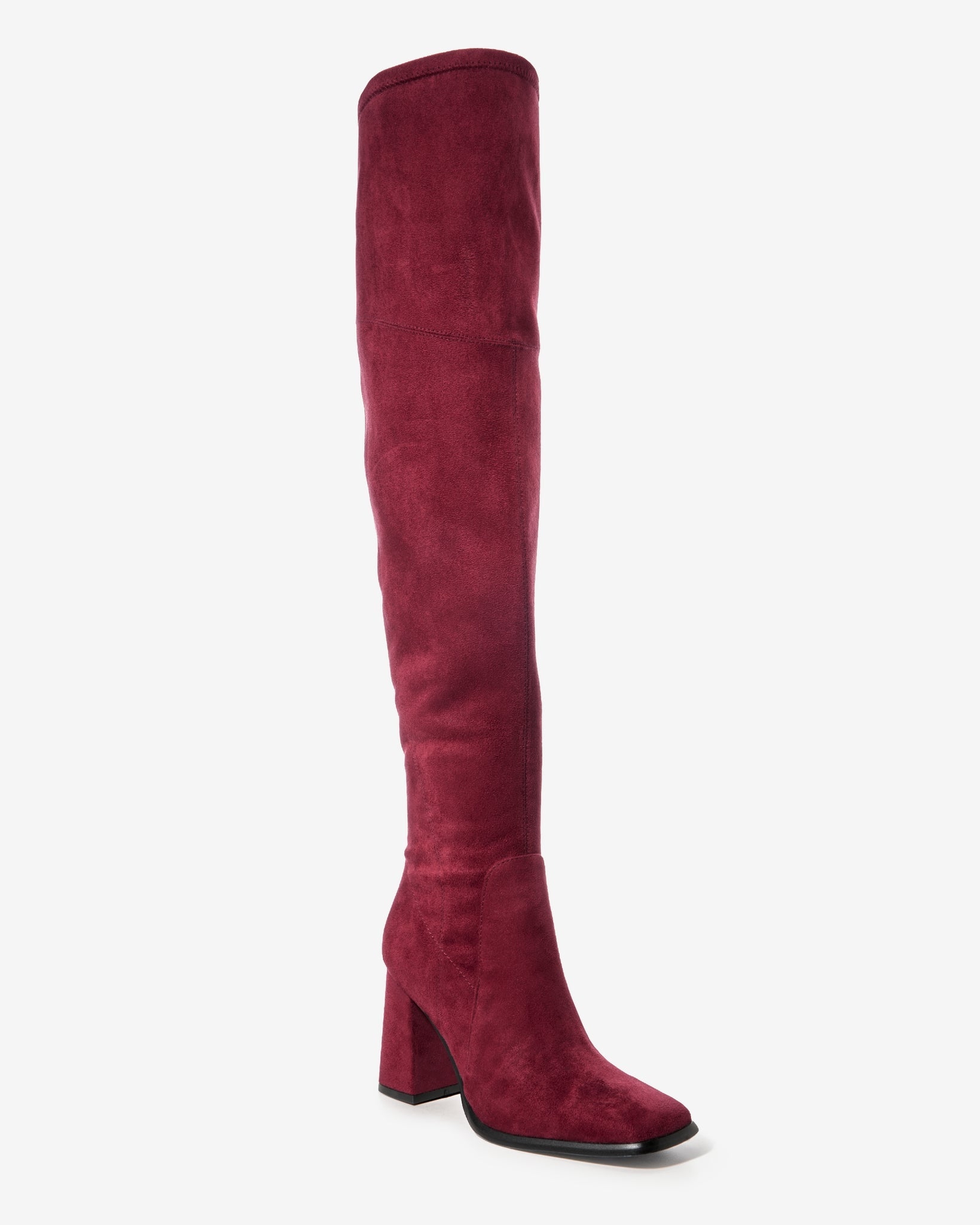 Over the Knee Square Toe Boot Wine