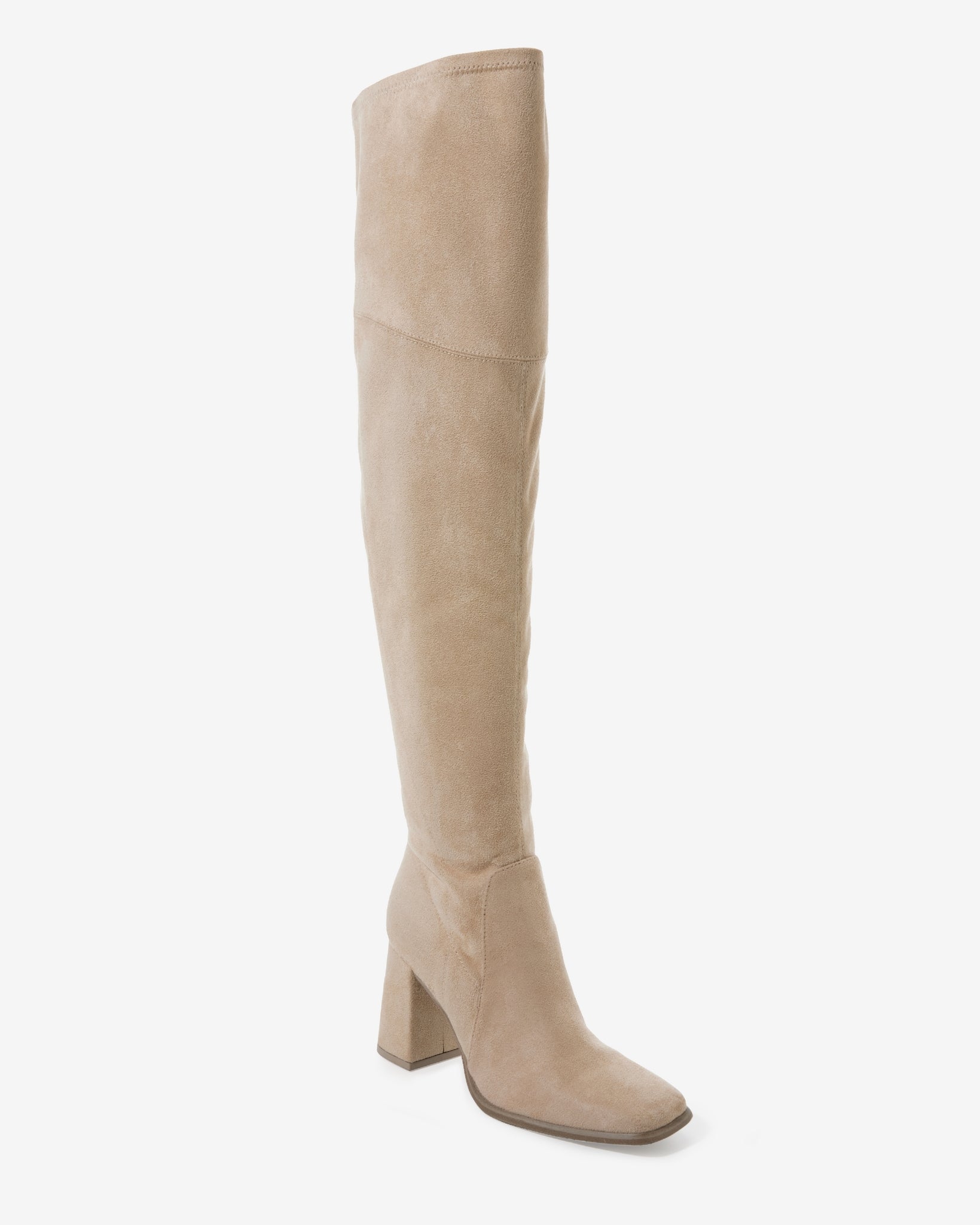 Over the Knee Square Toe Boot Natural