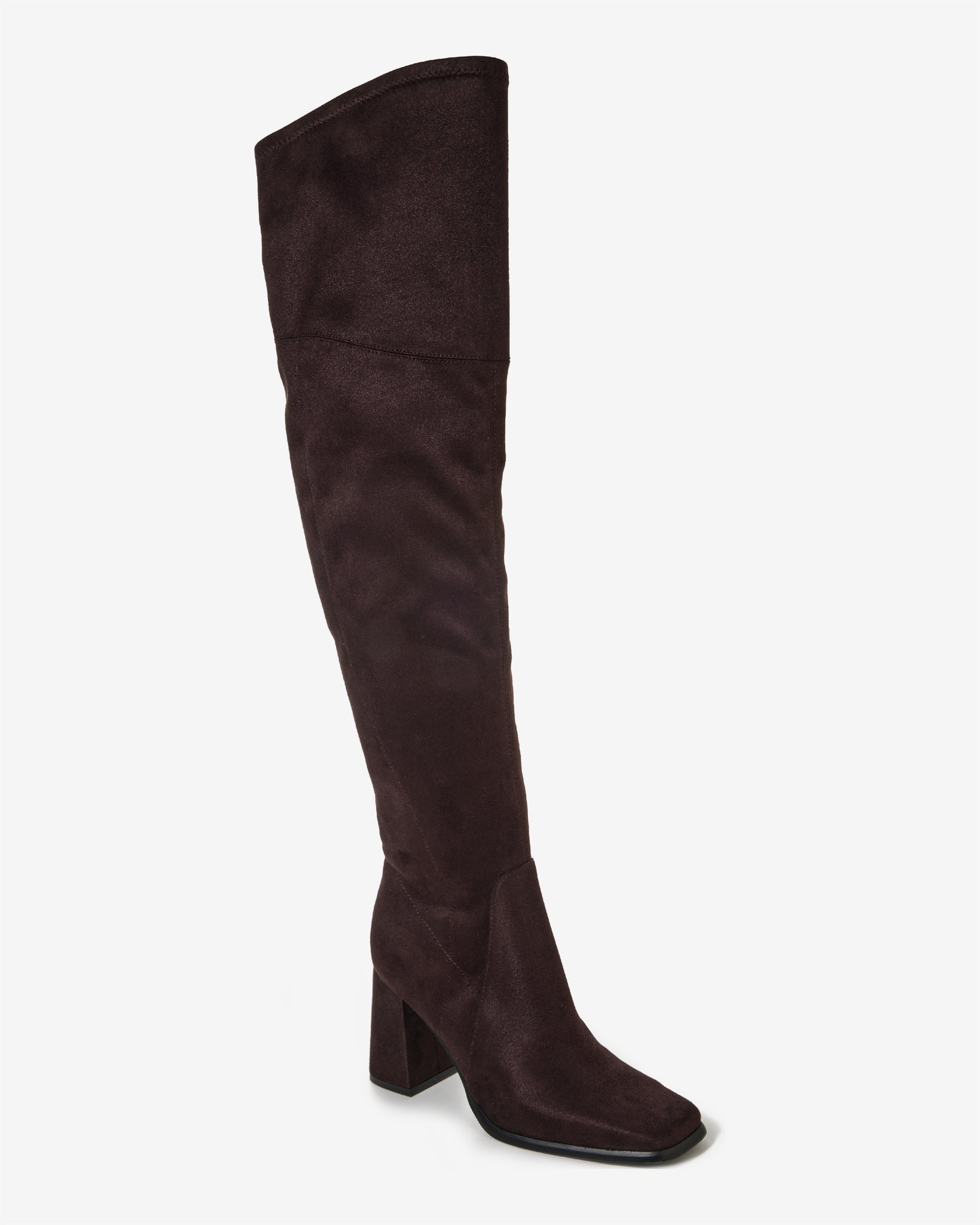 Over the Knee Square Toe Boot Dark Chocolate