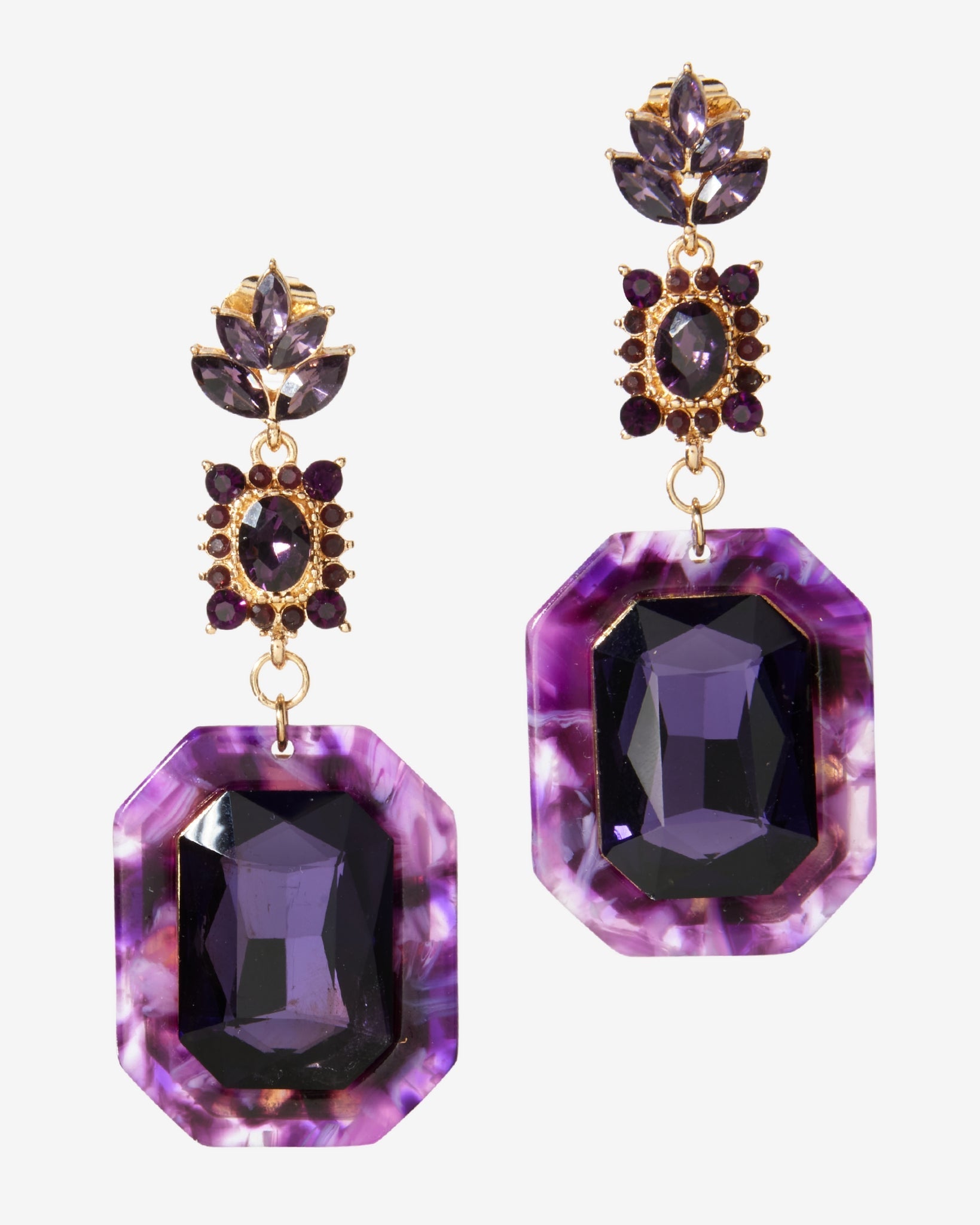 Marquise Crystal Drop Earring Purple