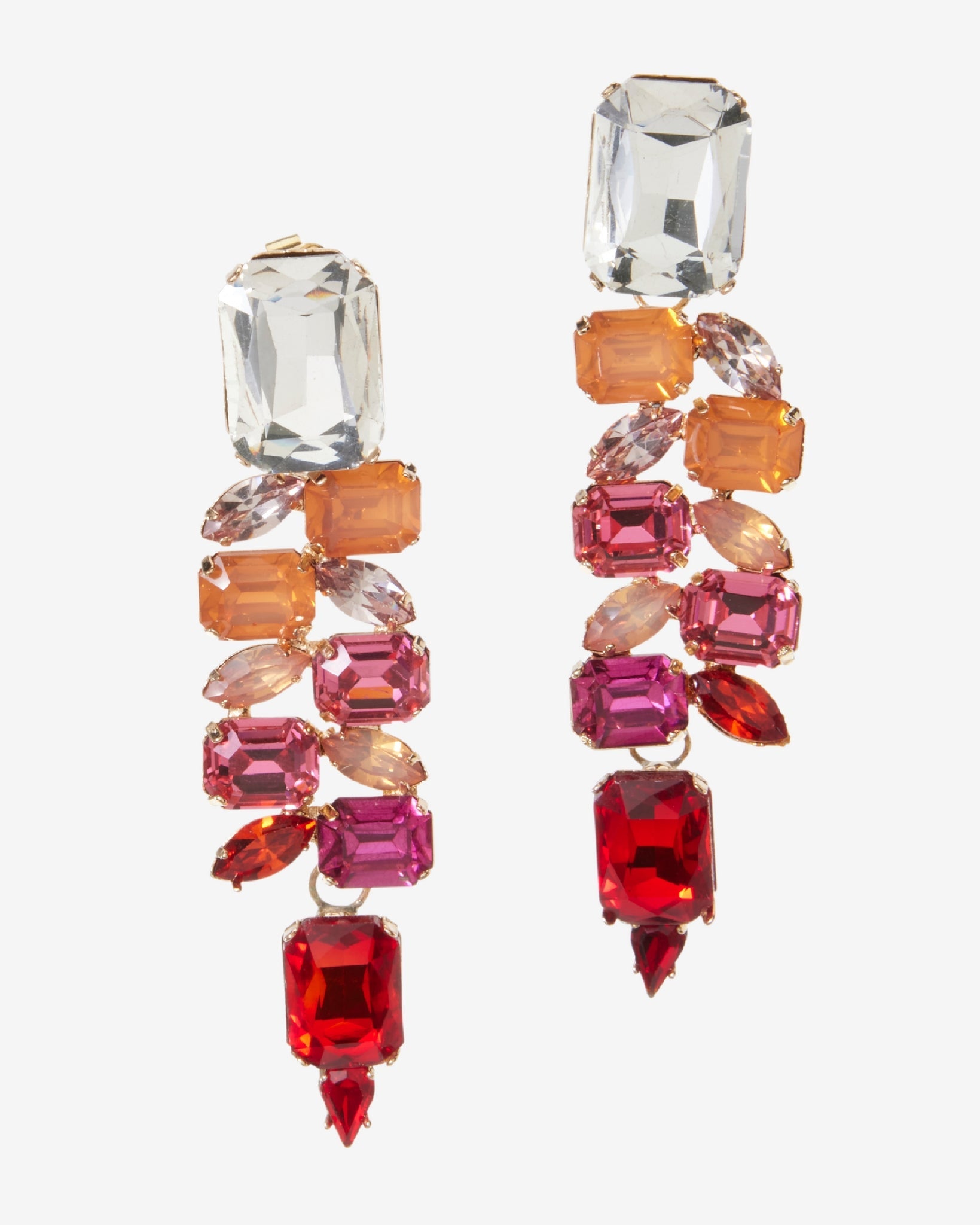 Ombre Navette Stone Drop Statement Earring Multi
