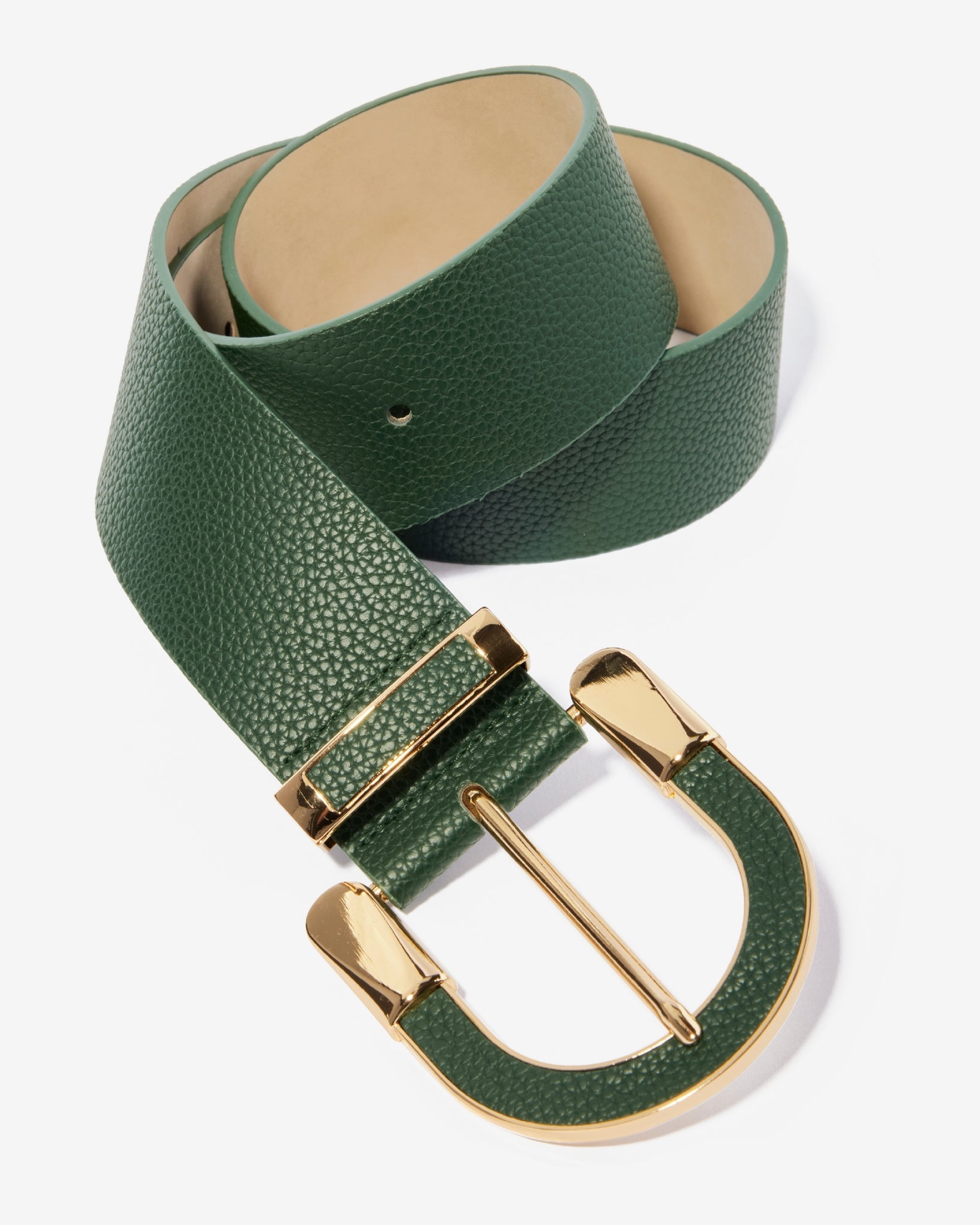 Gold Buckle Belt Olive Green