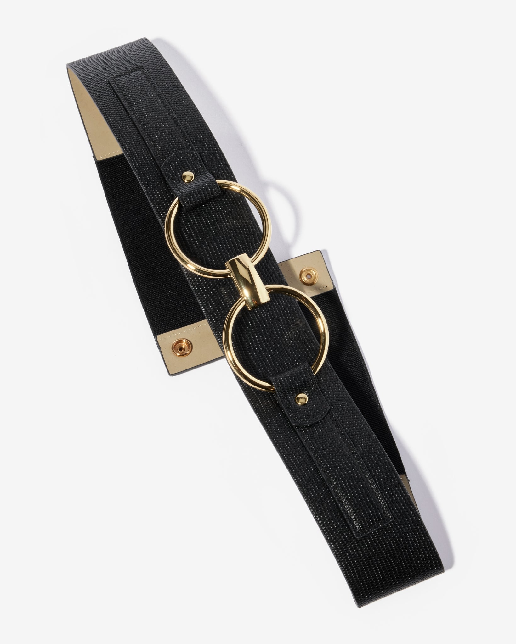 Elastic Waist Belt with Gold Hardware Black
