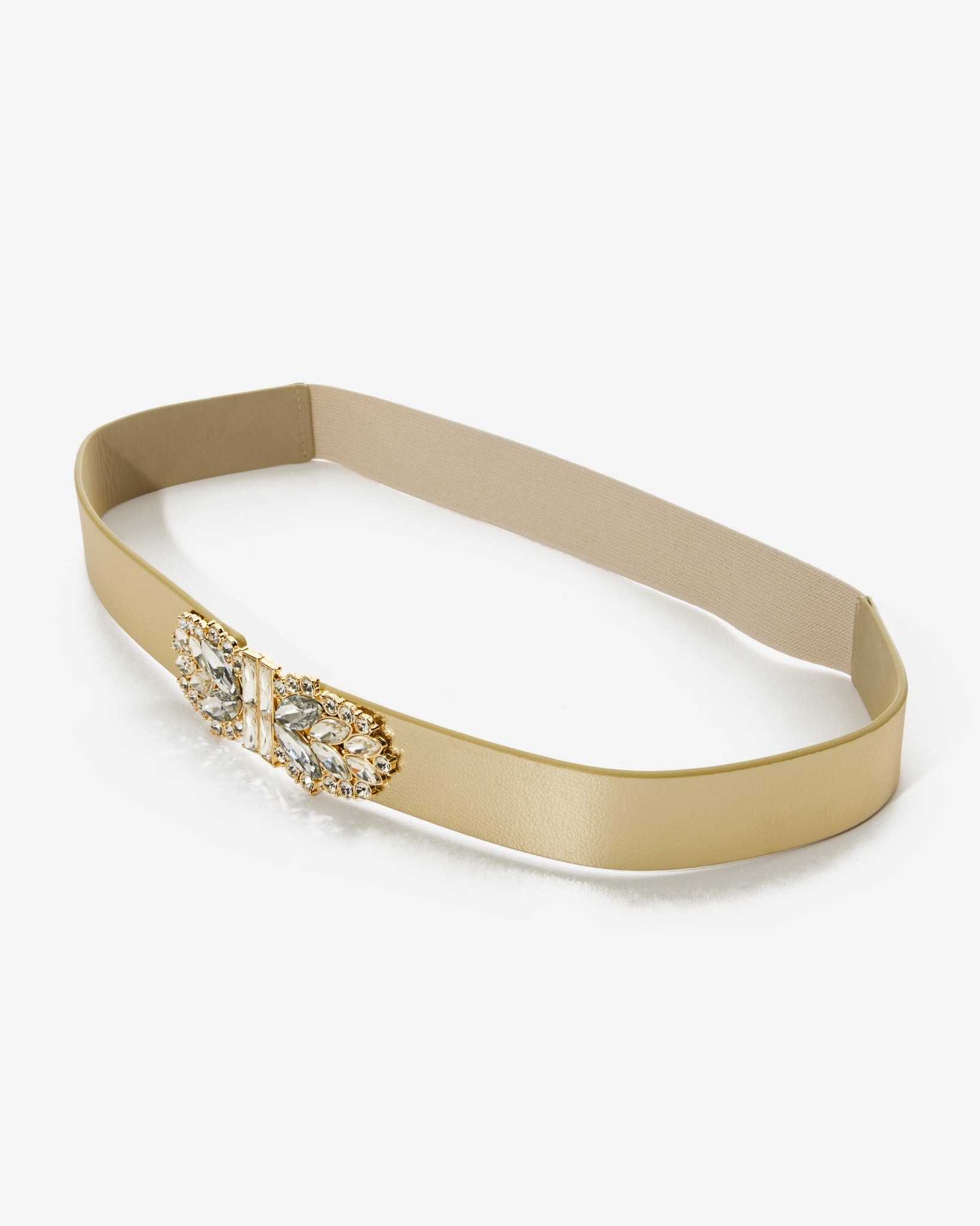Crystal Embellished Elastic Waist Belt Gold
