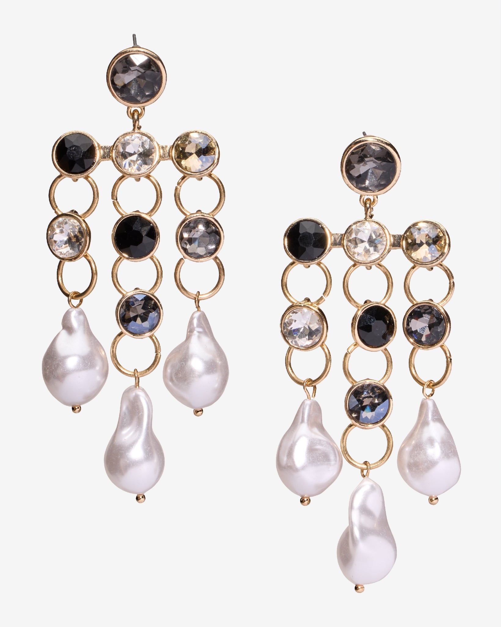 Pearl and Gem Earring Black Multi