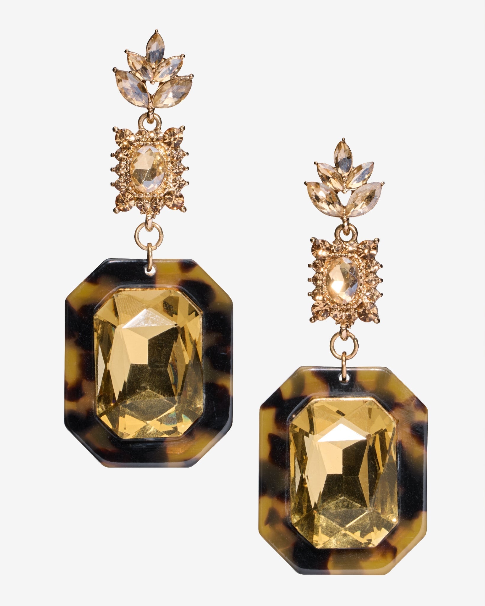 Tortoise Gem Drop Earring Brown
