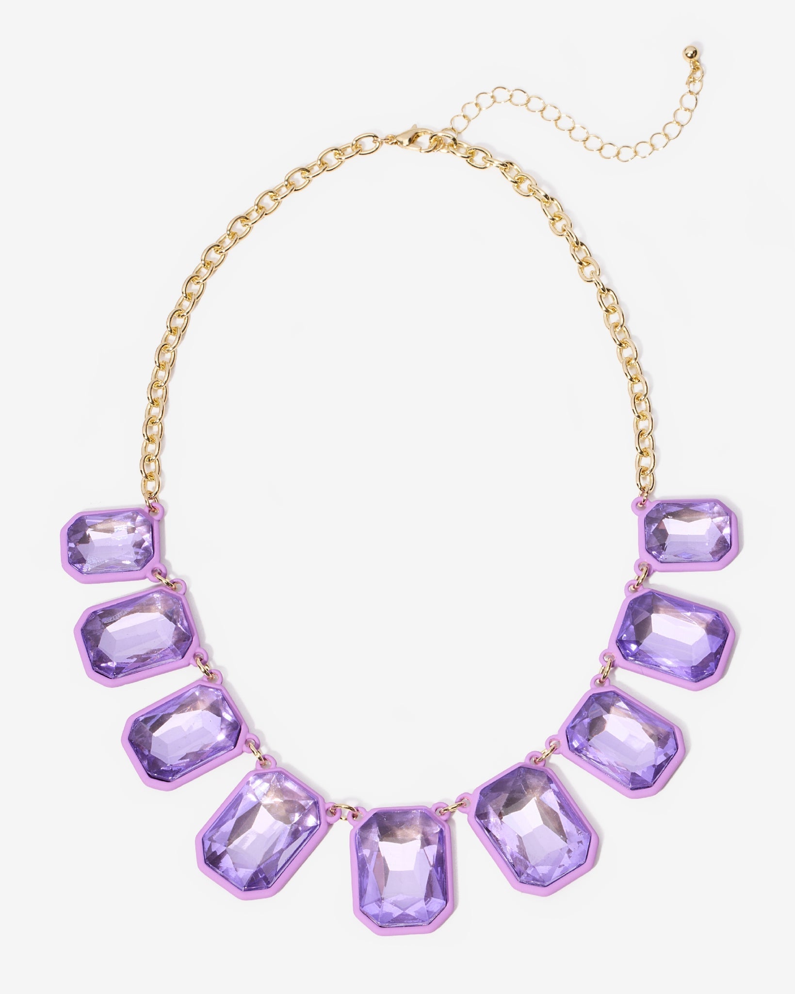 Two-Toned Gem Necklace Purple