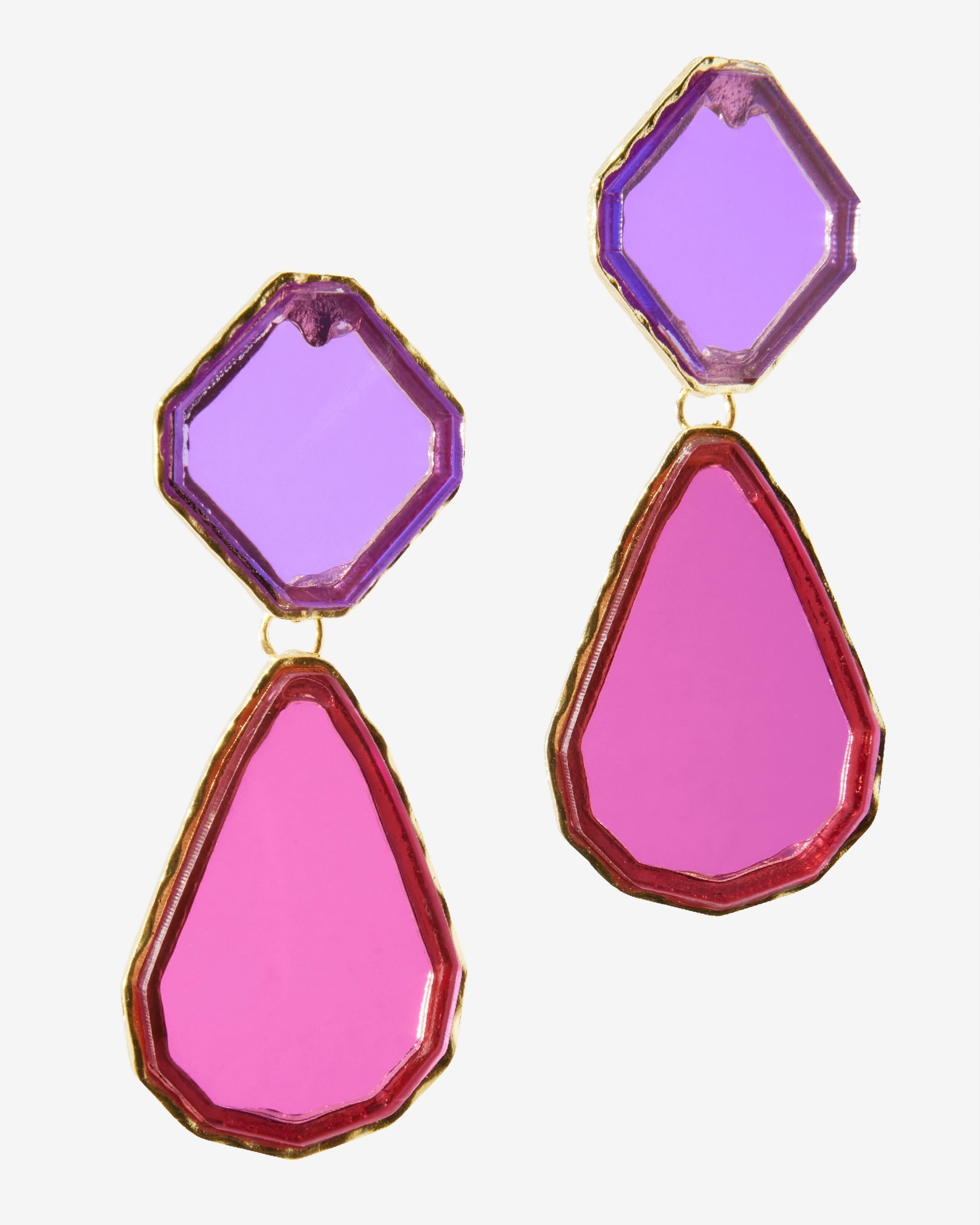 Multicolored Gem Drop Earring Pink Multi