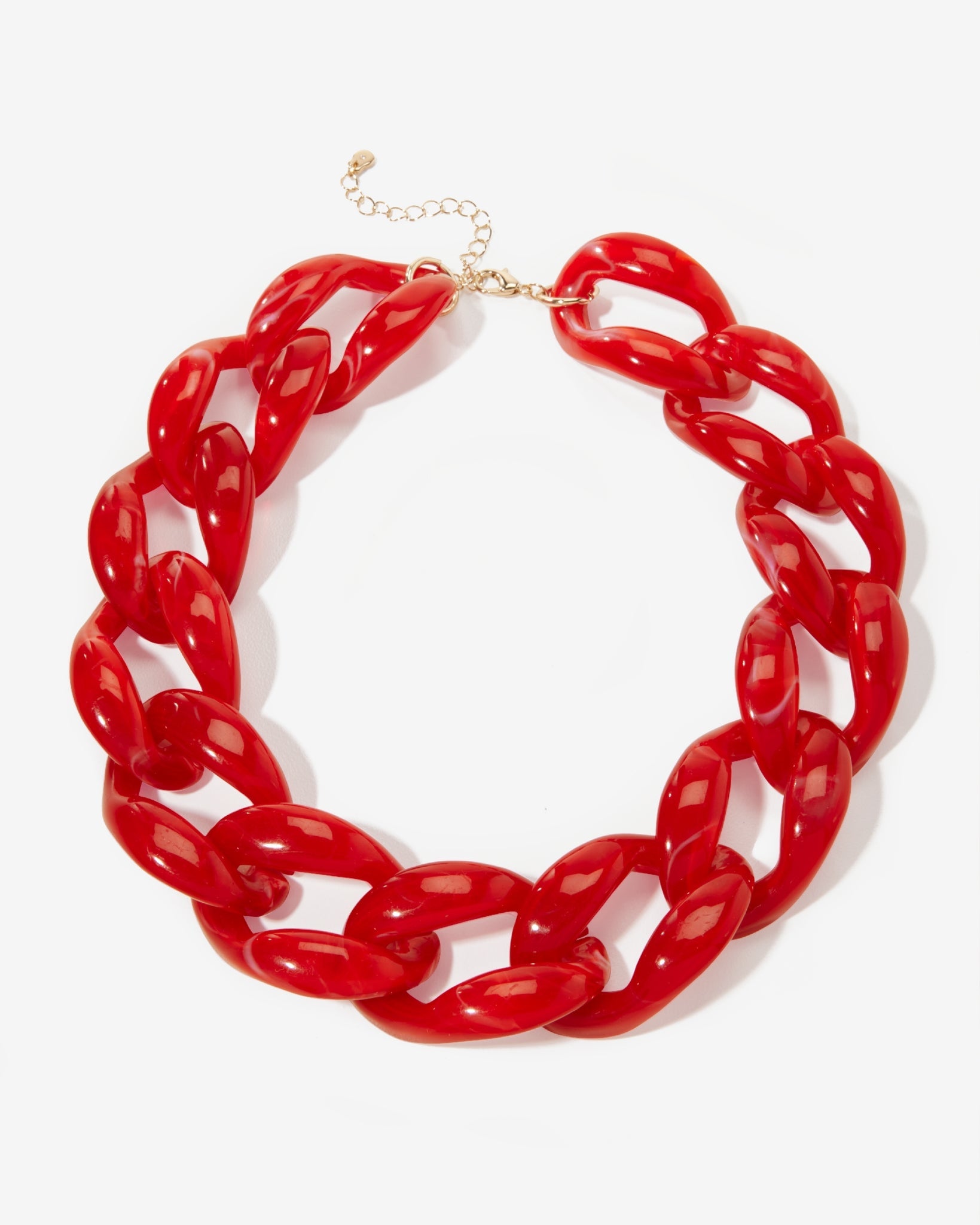 Red Acrylic Chain Necklace Red