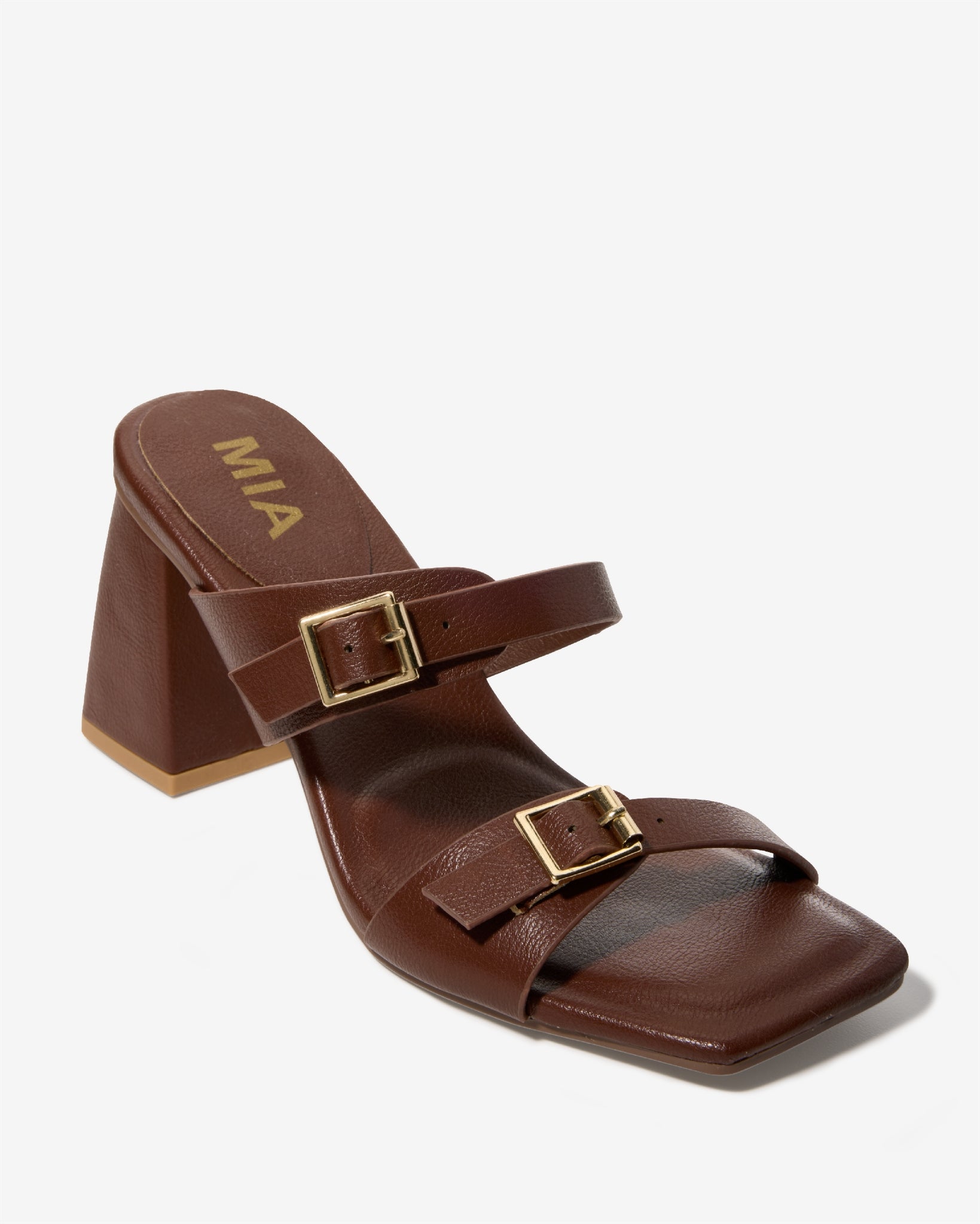 Double Buckle Heel Brown