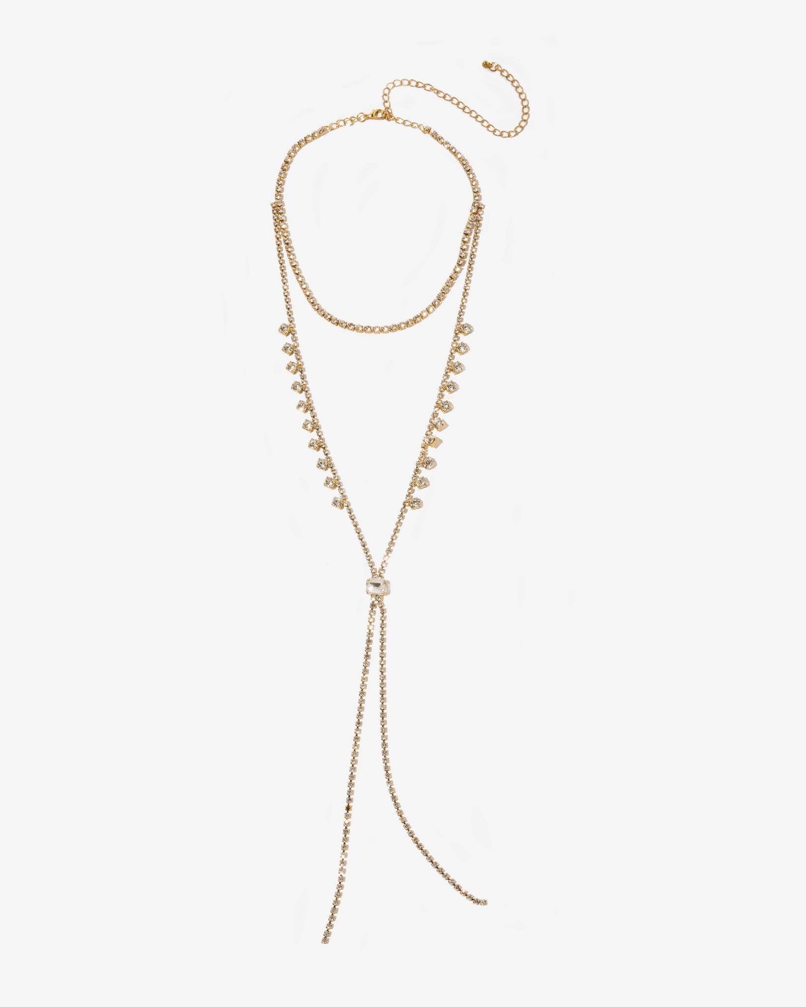 Dainty Gem Drop Necklace Gold
