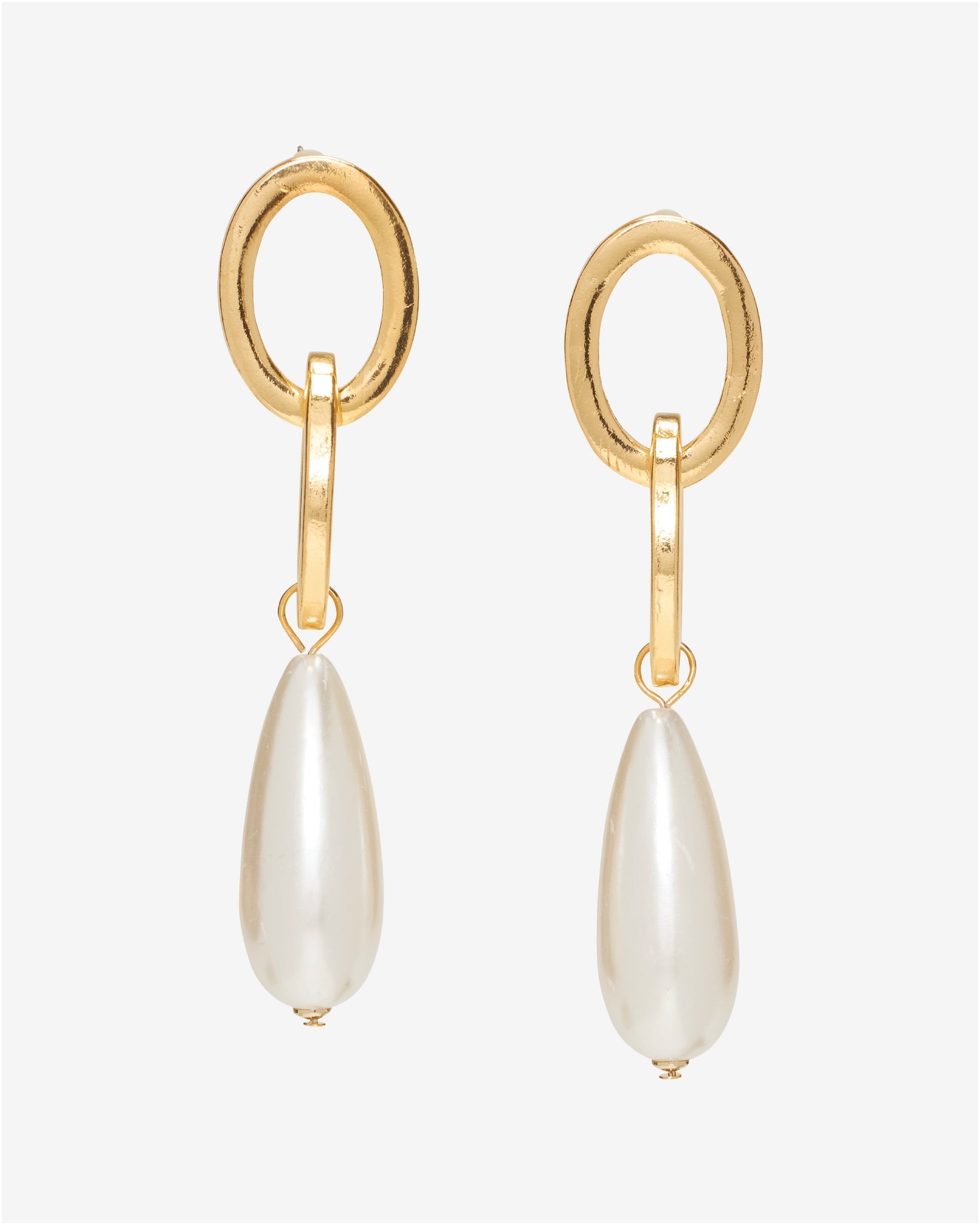 Chain Pearl Drop Earrings Gold