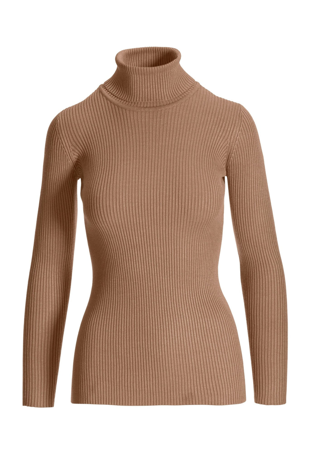 Ribbed Turtleneck Sweater Tan