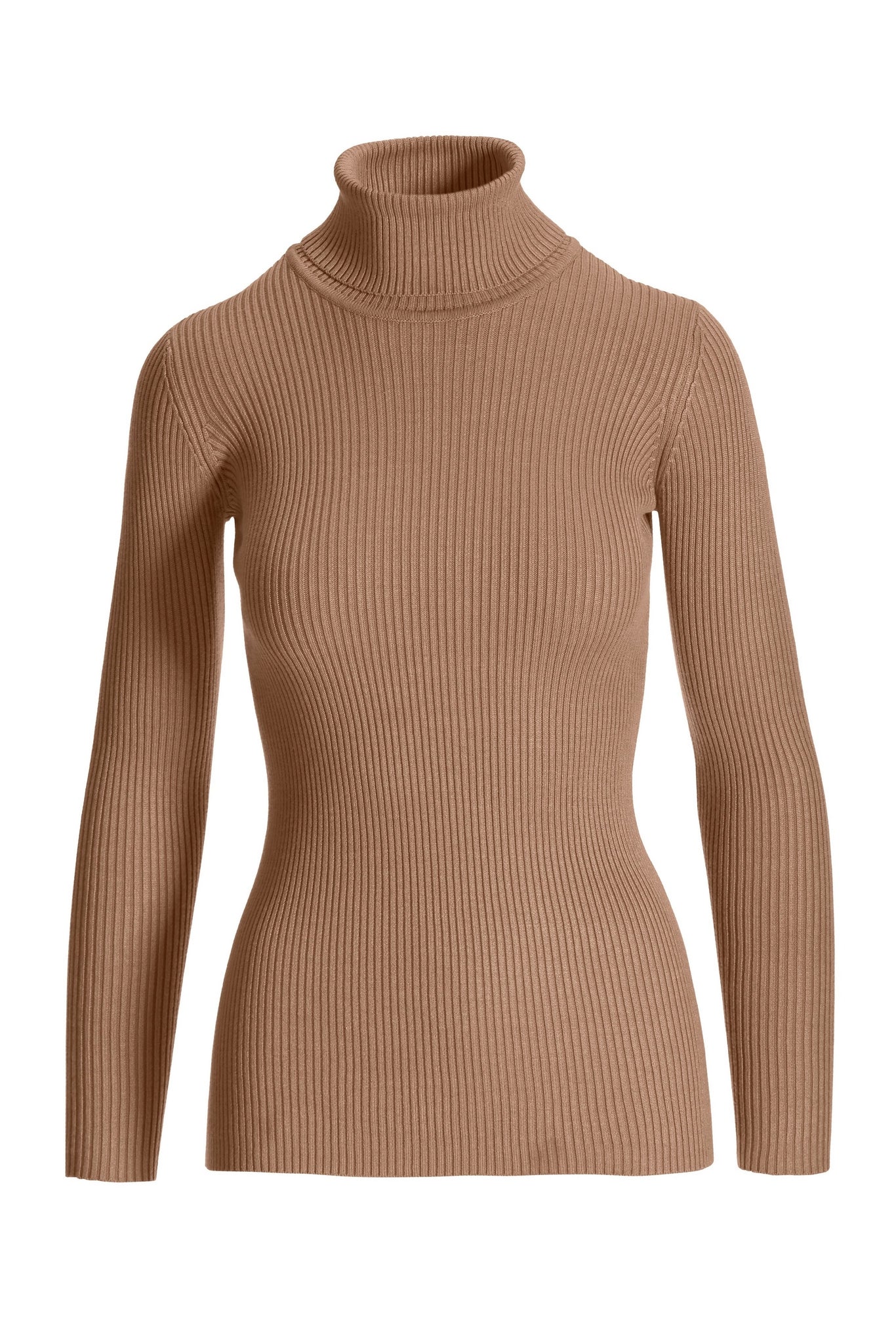 Ribbed Turtleneck Sweater Tan