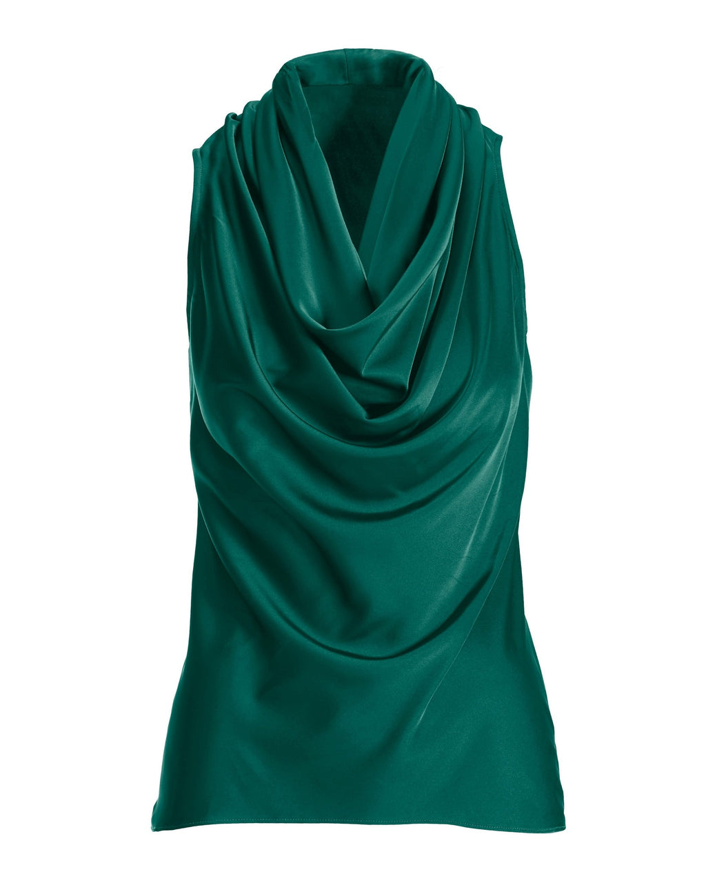 Marilyn Cowl-Neck Charmeuse Blouse Deep Emerald