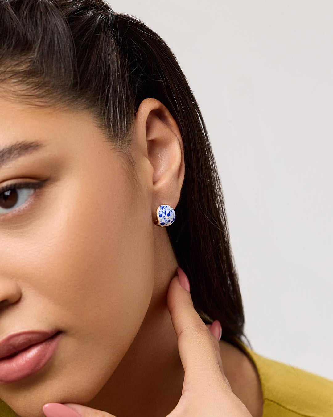 Statement Earrings - Mini Abby Marble Blue