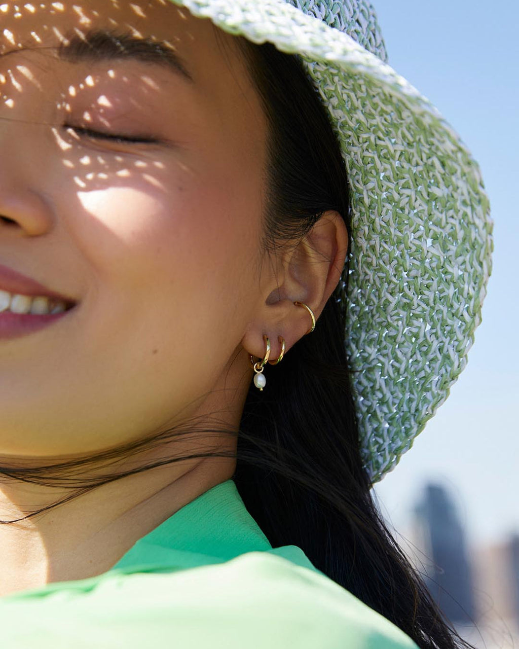 Pearl Huggie Hoops - Frida